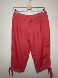 Zoe D 100% Linen Size 4 Coral-Orange Capris