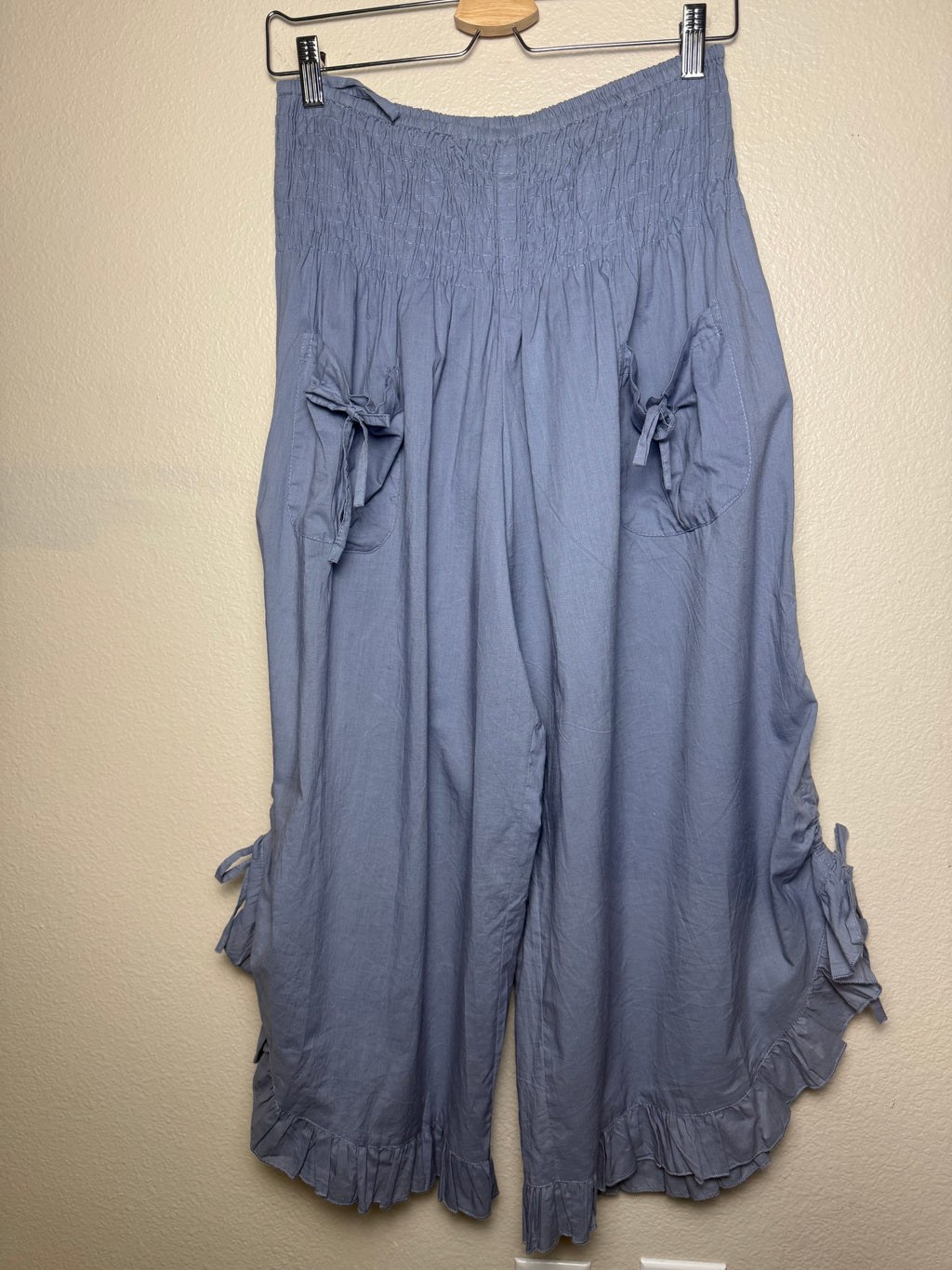 Zury 100% Cotton Free Size Light Blue Wide Leg Capris
