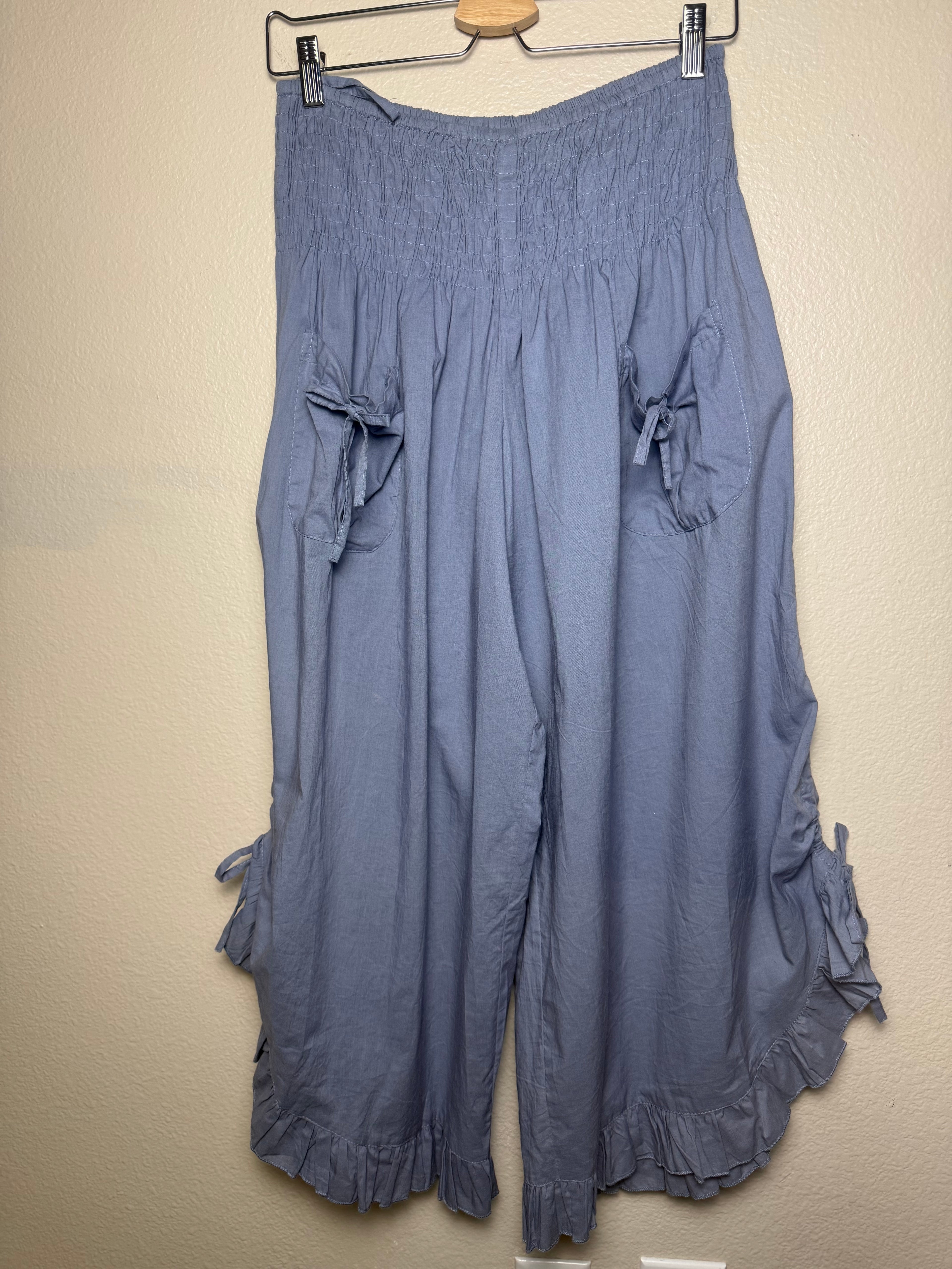 Zury 100% Cotton Free Size Light Blue Wide Leg Capris