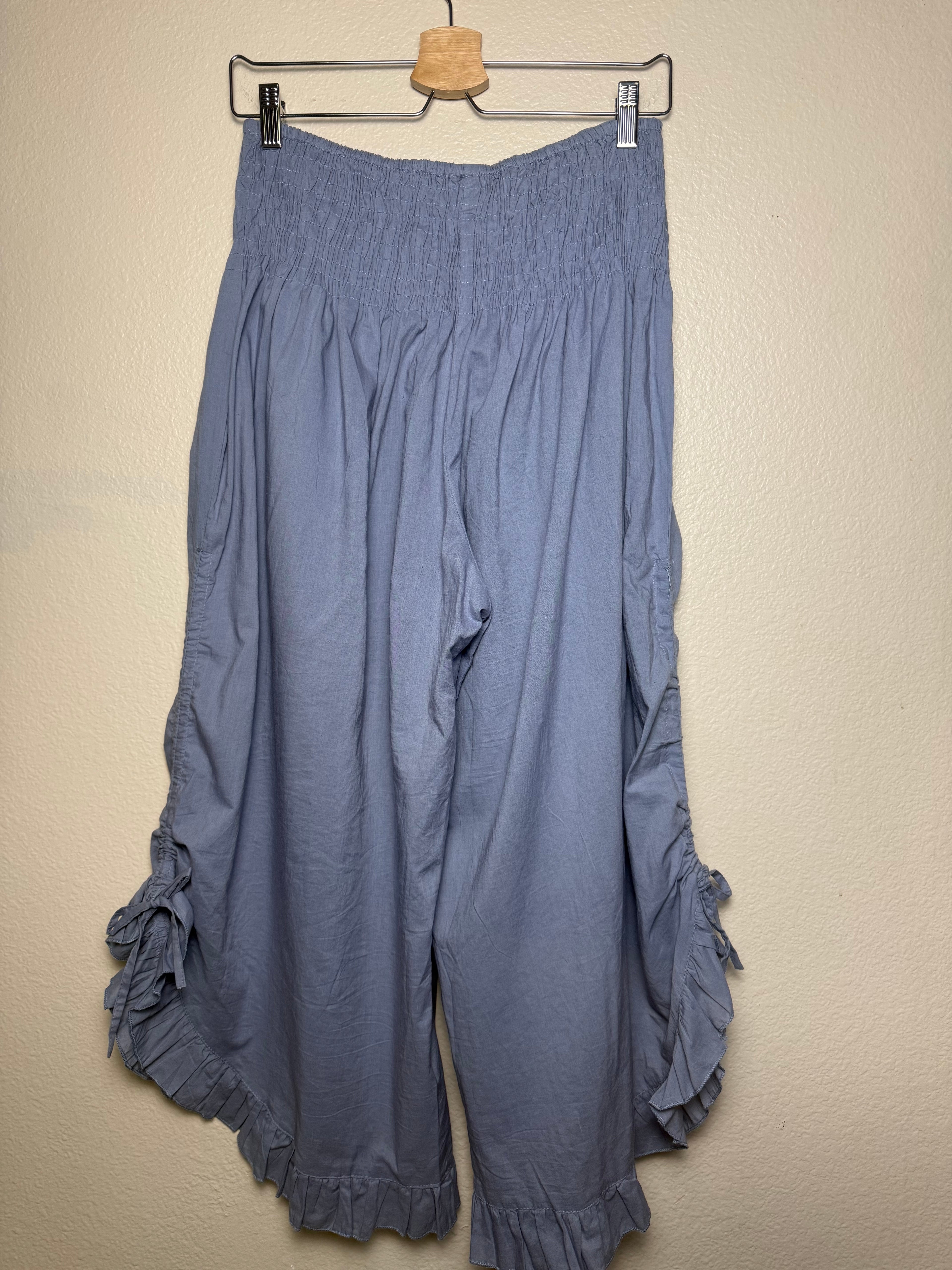 Zury 100% Cotton Free Size Light Blue Wide Leg Capris