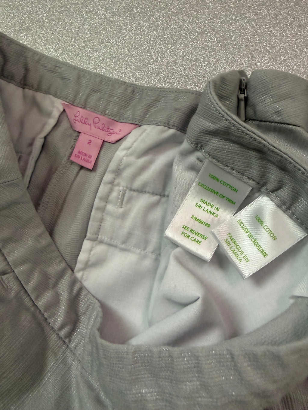 Lily Pulitzer 100% Cotton Size 2 Grey Shimmery Metallic Shorts