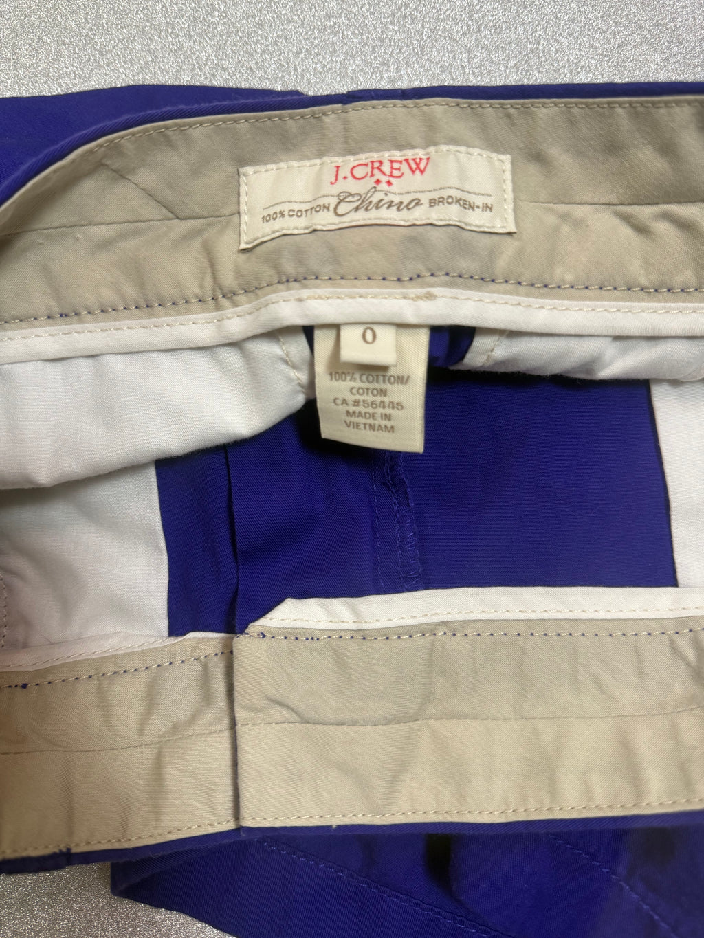 J. Crew 100% Cotton Size 0 Royal Blue Chino Shorts