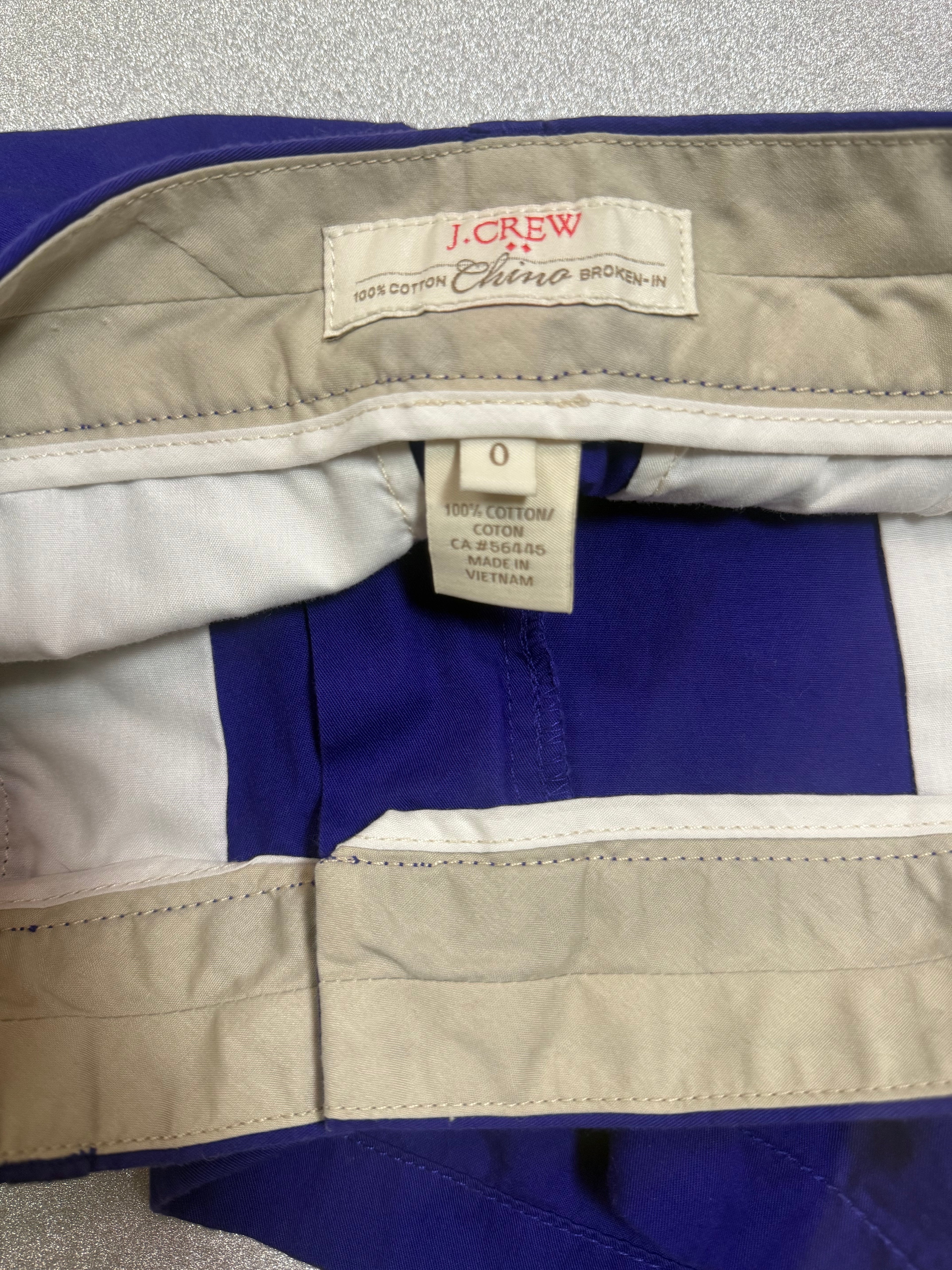 J. Crew 100% Cotton Size 0 Royal Blue Chino Shorts