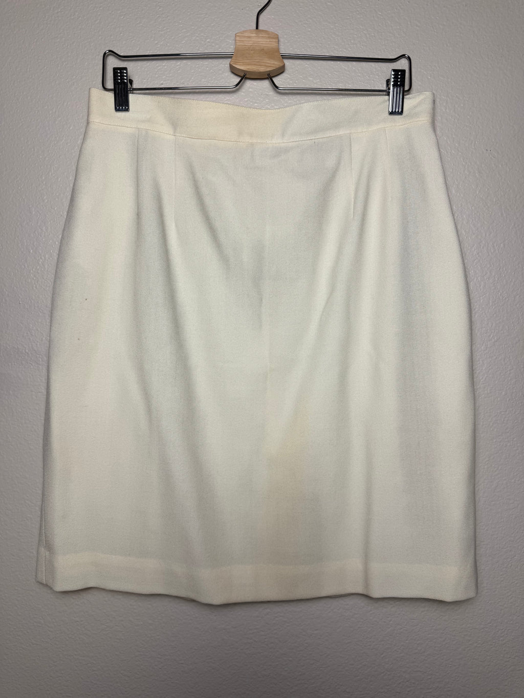 No Brand 100% Wool Size 16 Off-White Pencil Skirt