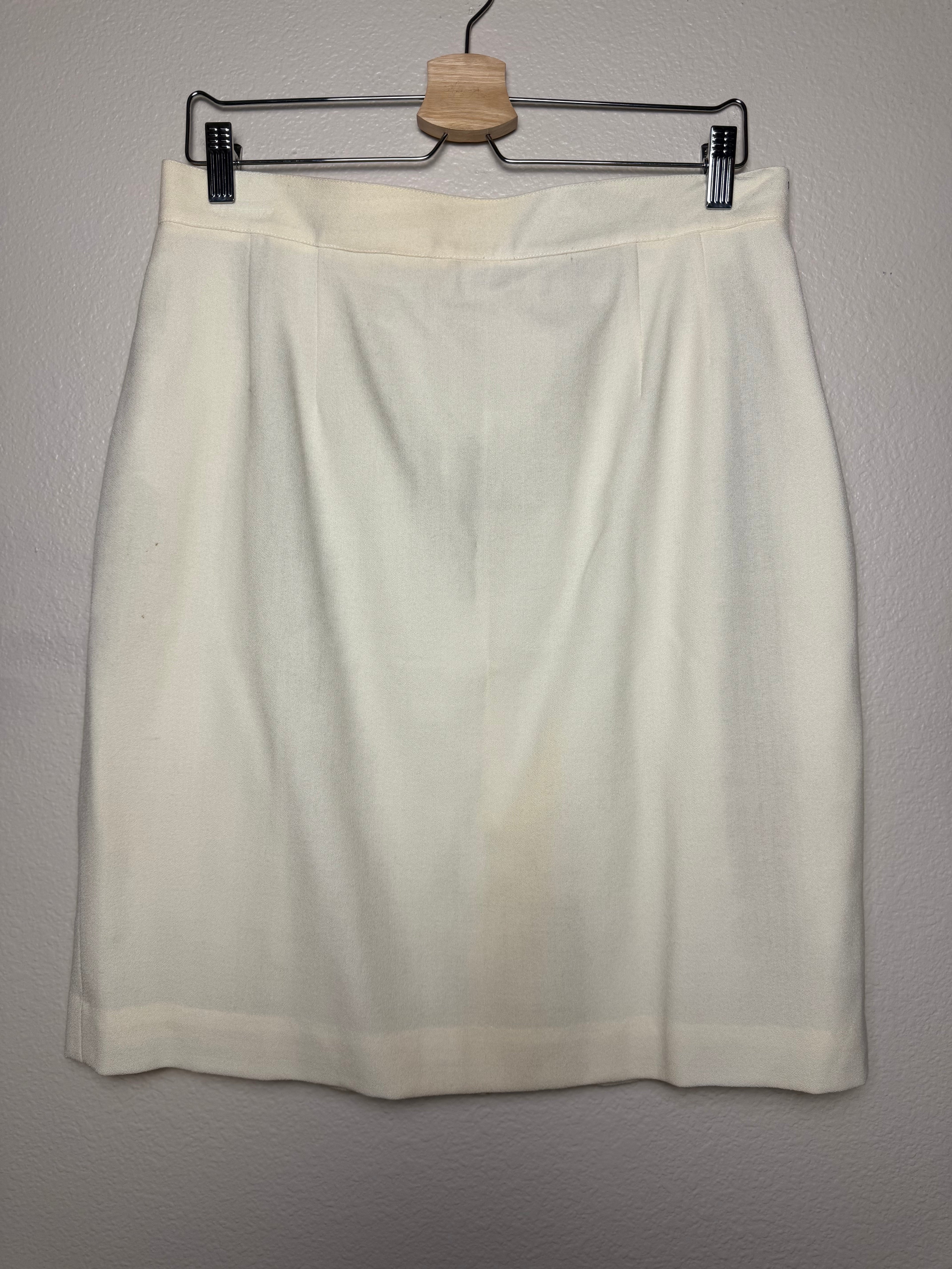 No Brand 100% Wool Size 16 Off-White Pencil Skirt