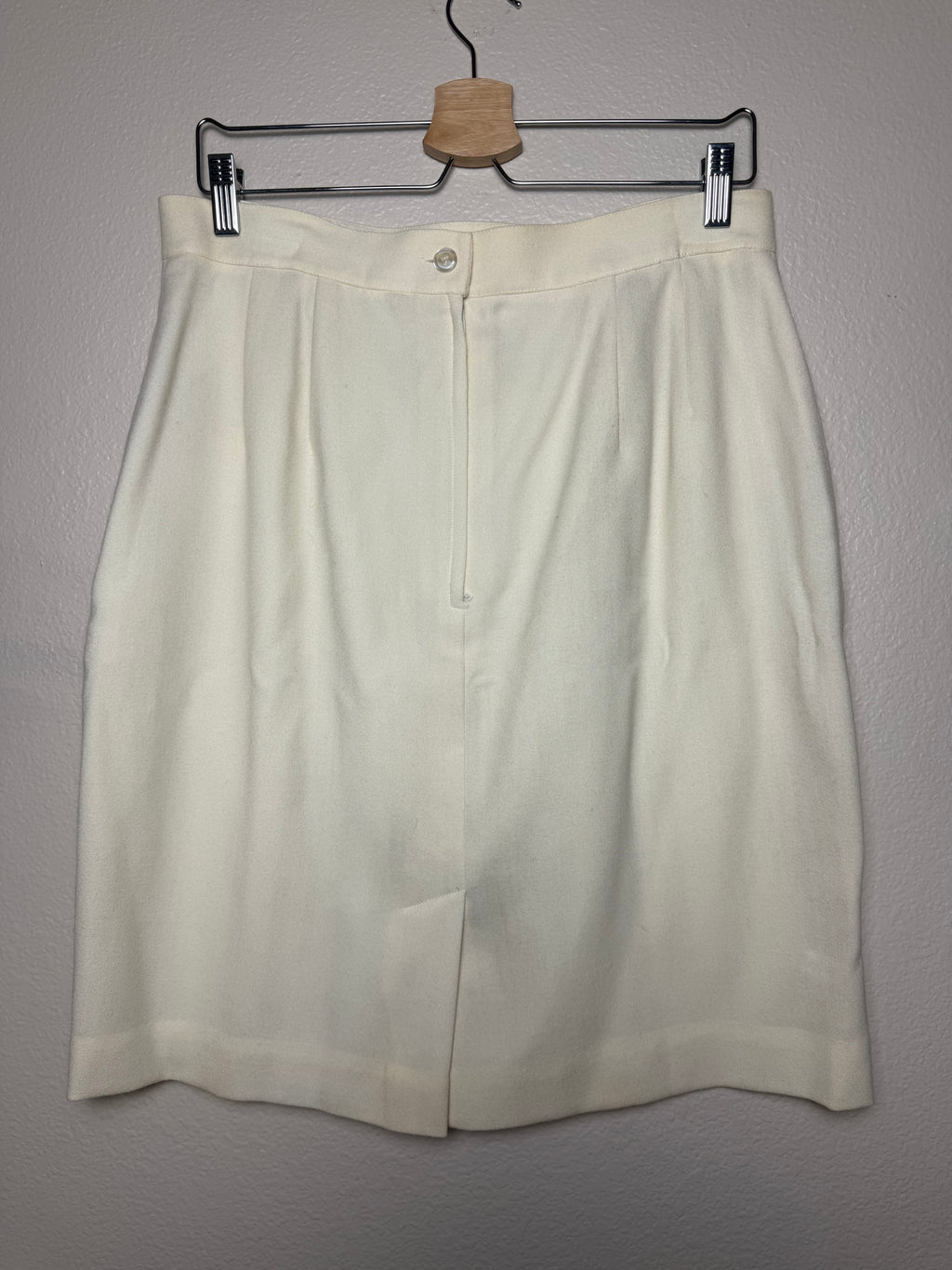 No Brand 100% Wool Size 16 Off-White Pencil Skirt