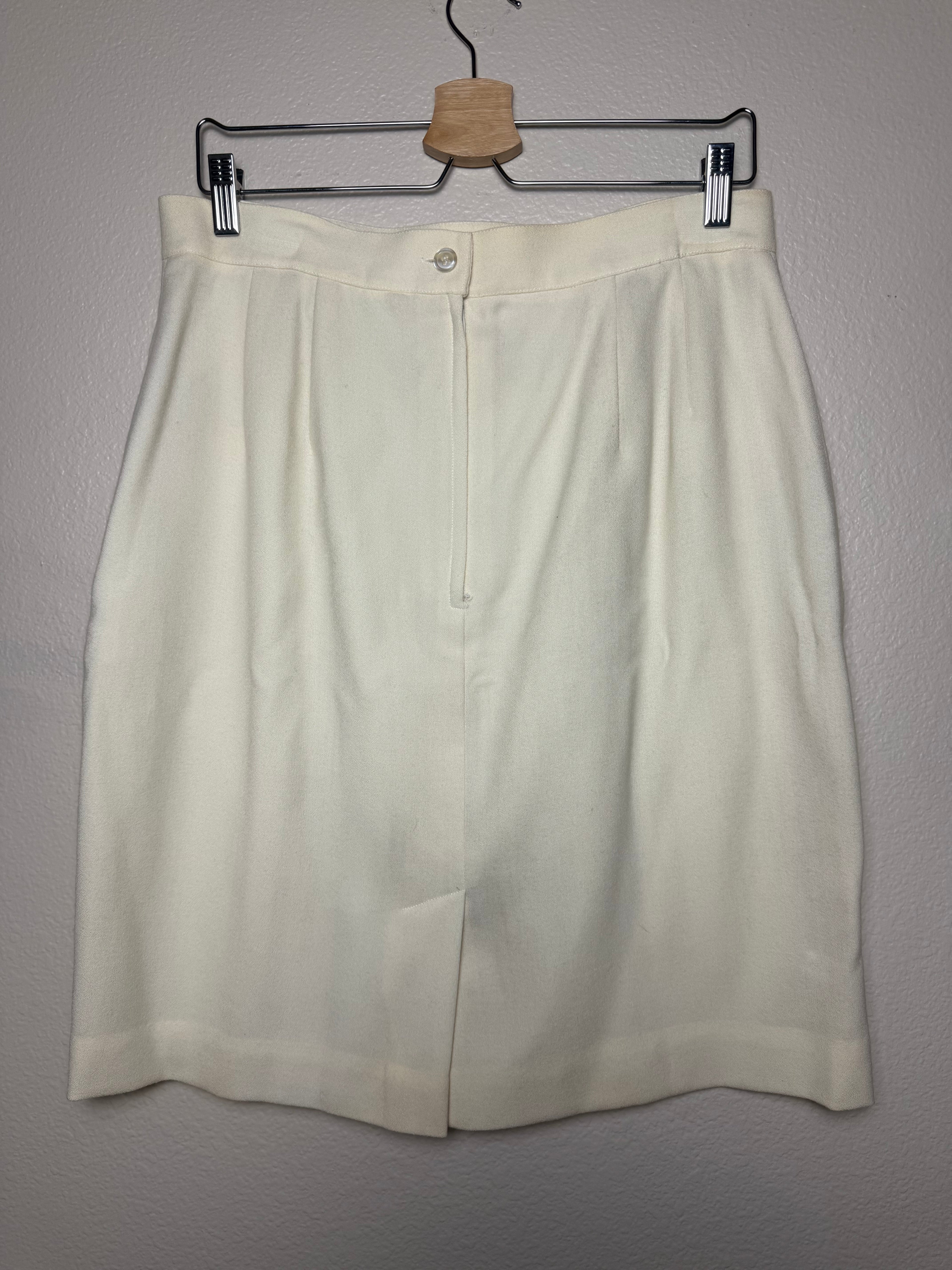 No Brand 100% Wool Size 16 Off-White Pencil Skirt
