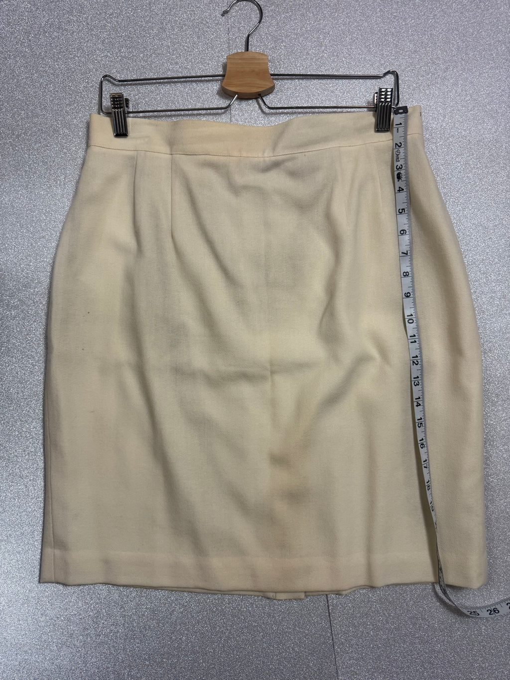 No Brand 100% Wool Size 16 Off-White Pencil Skirt