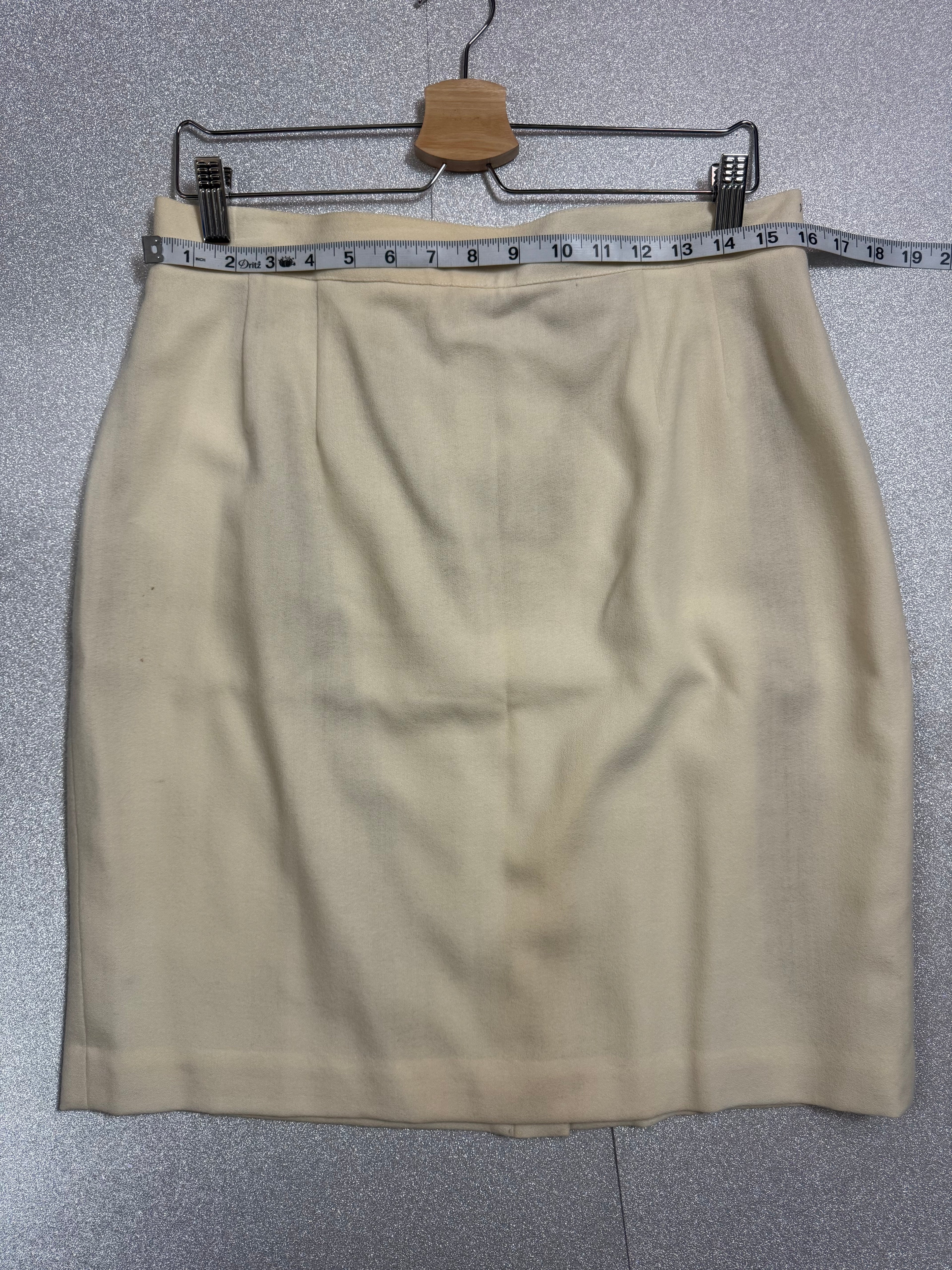No Brand 100% Wool Size 16 Off-White Pencil Skirt