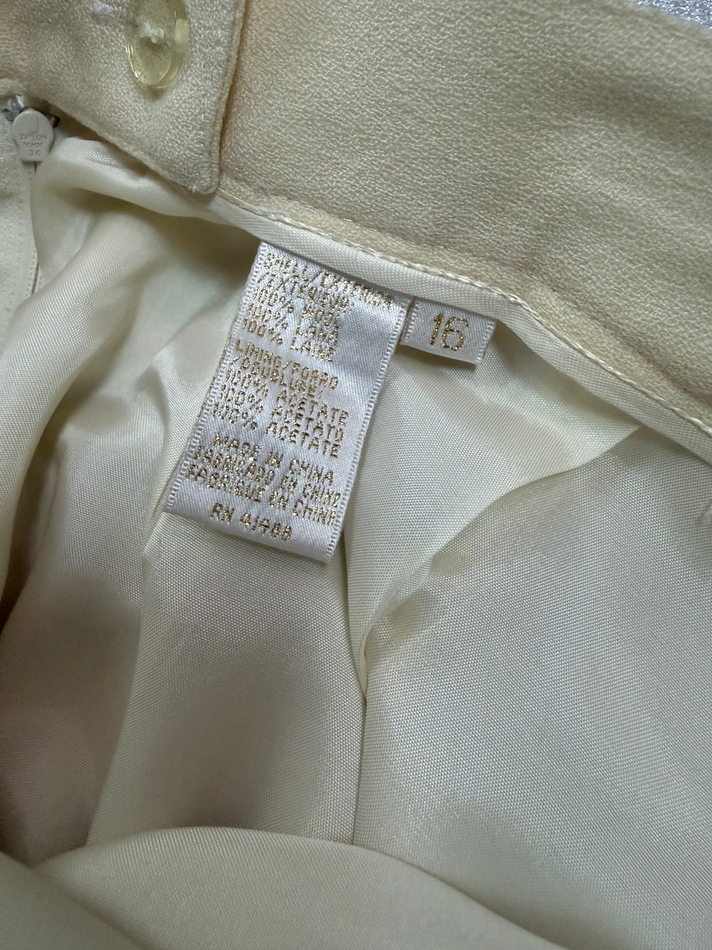 No Brand 100% Wool Size 16 Off-White Pencil Skirt