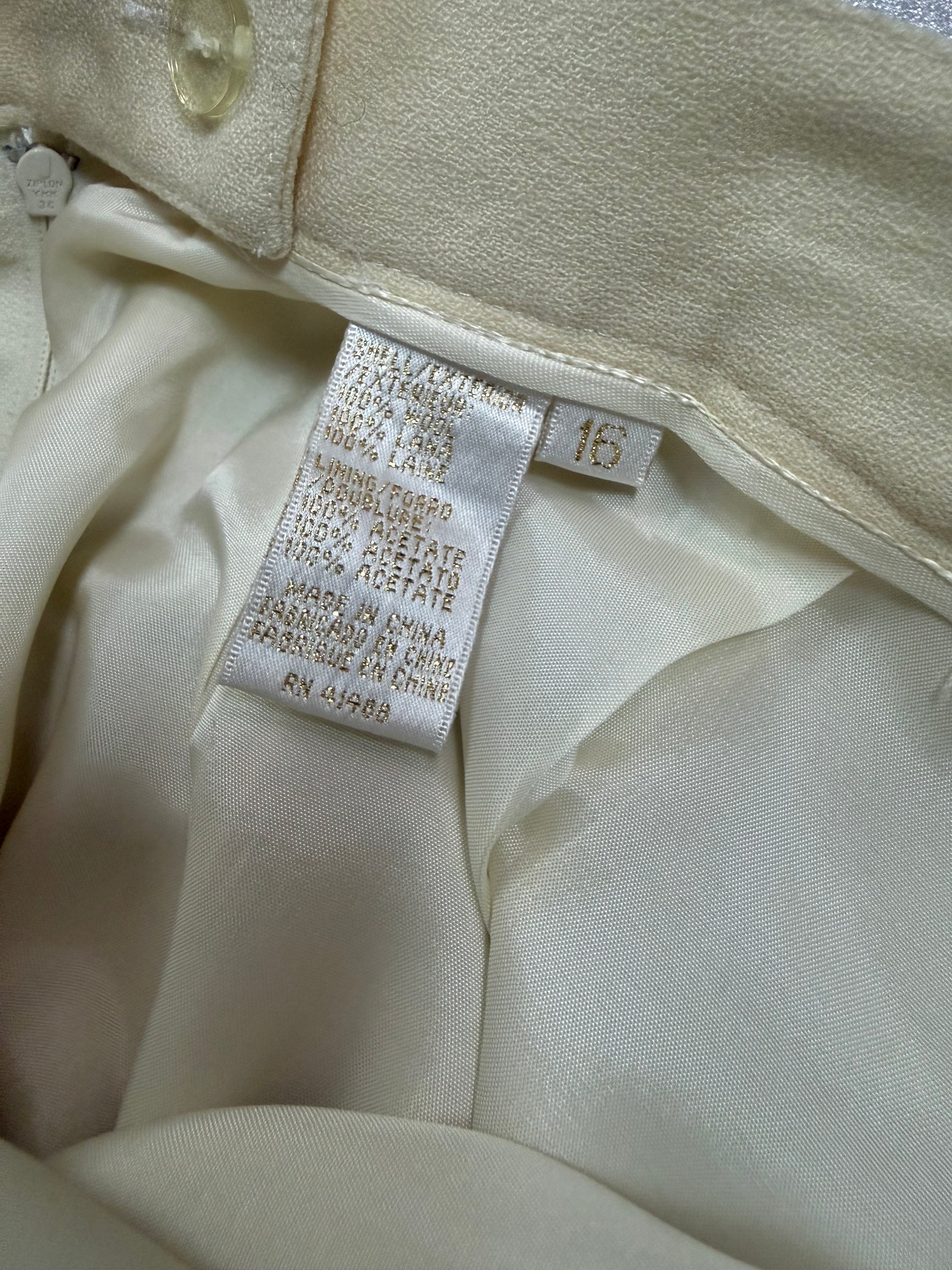 No Brand 100% Wool Size 16 Off-White Pencil Skirt