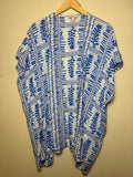 Loft 100% Modal Size XS/S Blue and White Plant Print Short Sleeve Cardigan