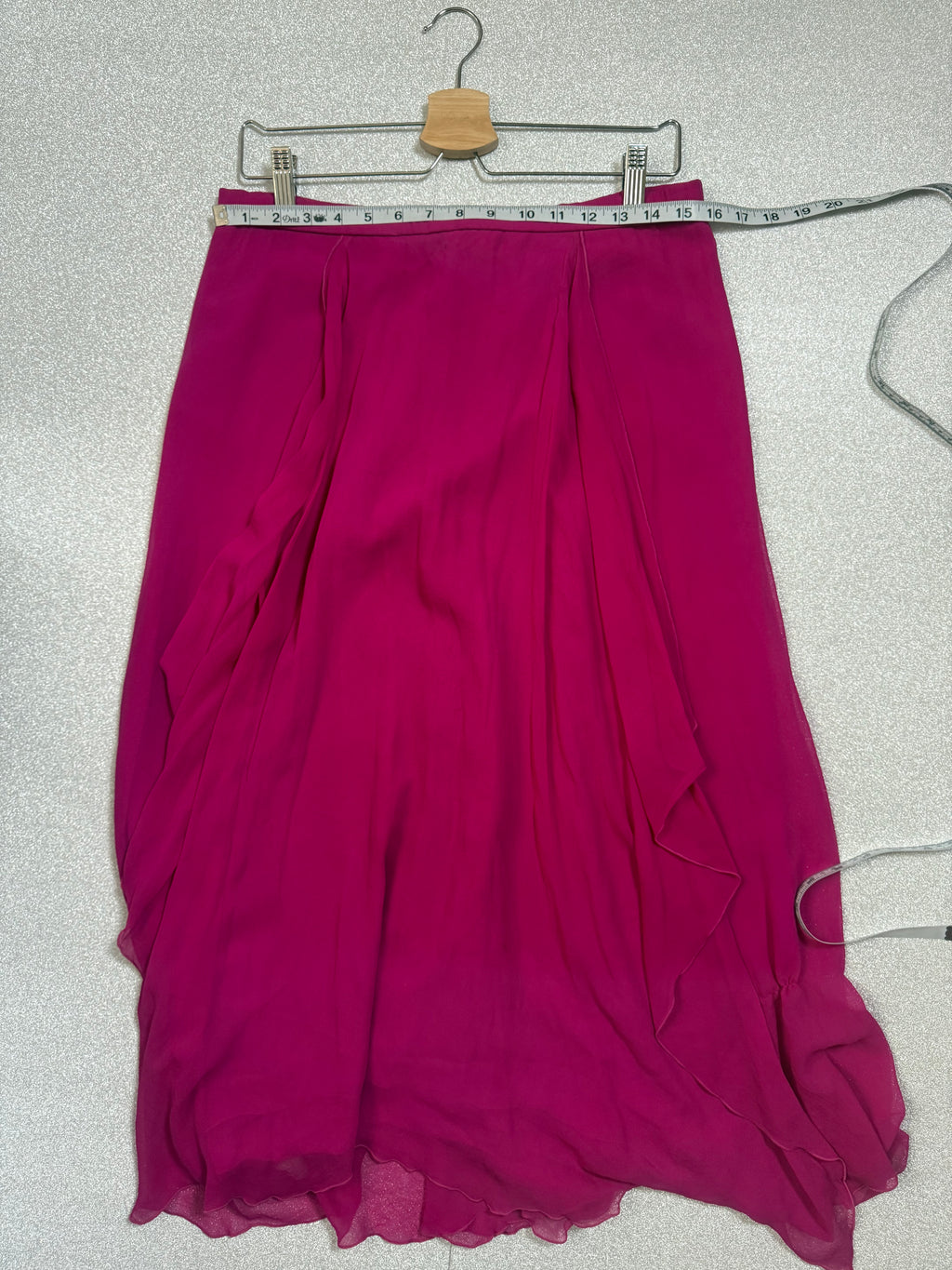 Holly Harp 100% Silk M Fuchsia Midi Skirt