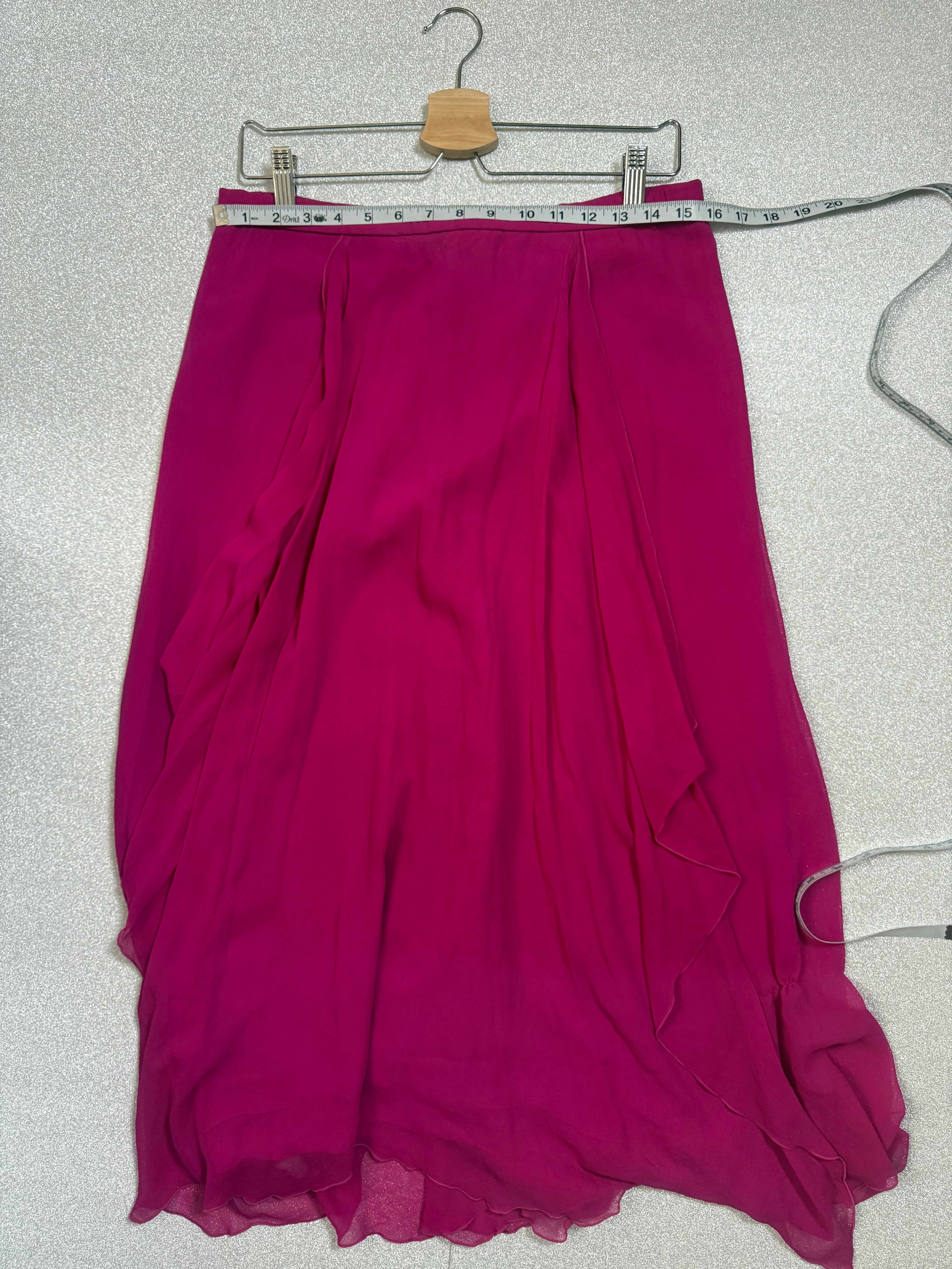 Holly Harp 100% Silk M Fuchsia Midi Skirt