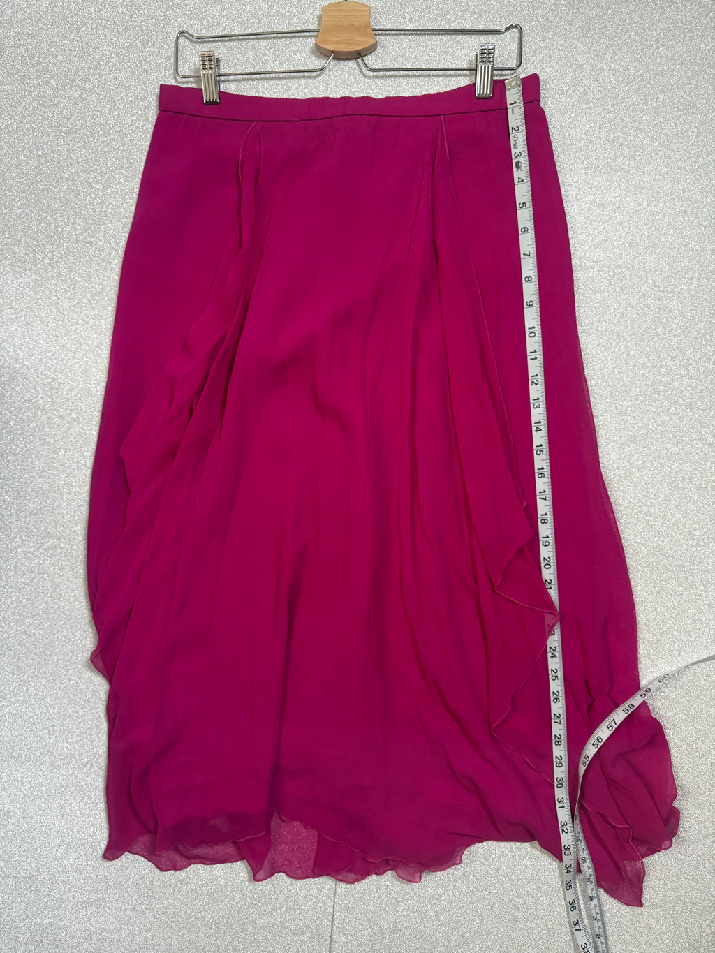 Holly Harp 100% Silk M Fuchsia Midi Skirt