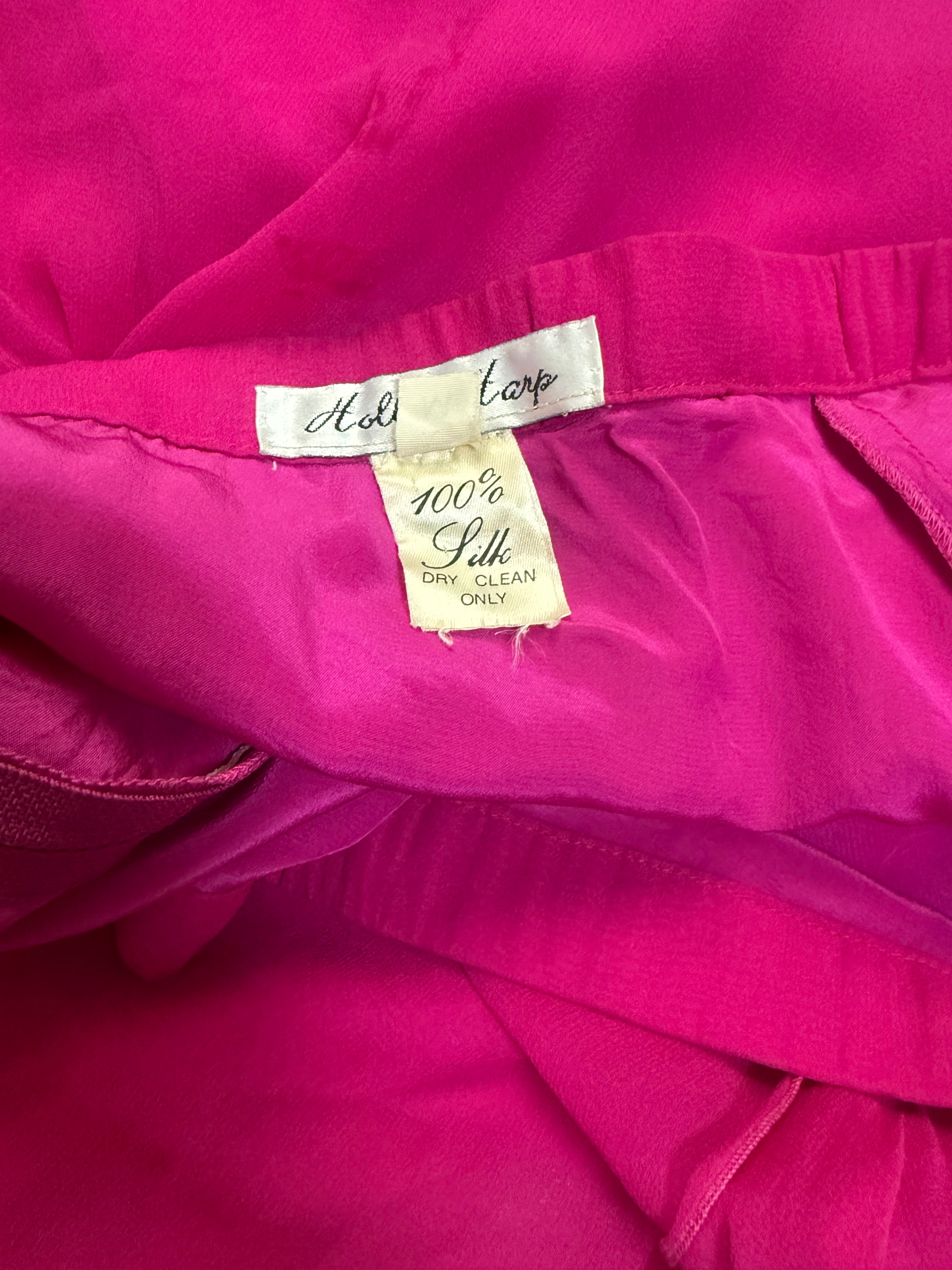 Holly Harp 100% Silk M Fuchsia Midi Skirt