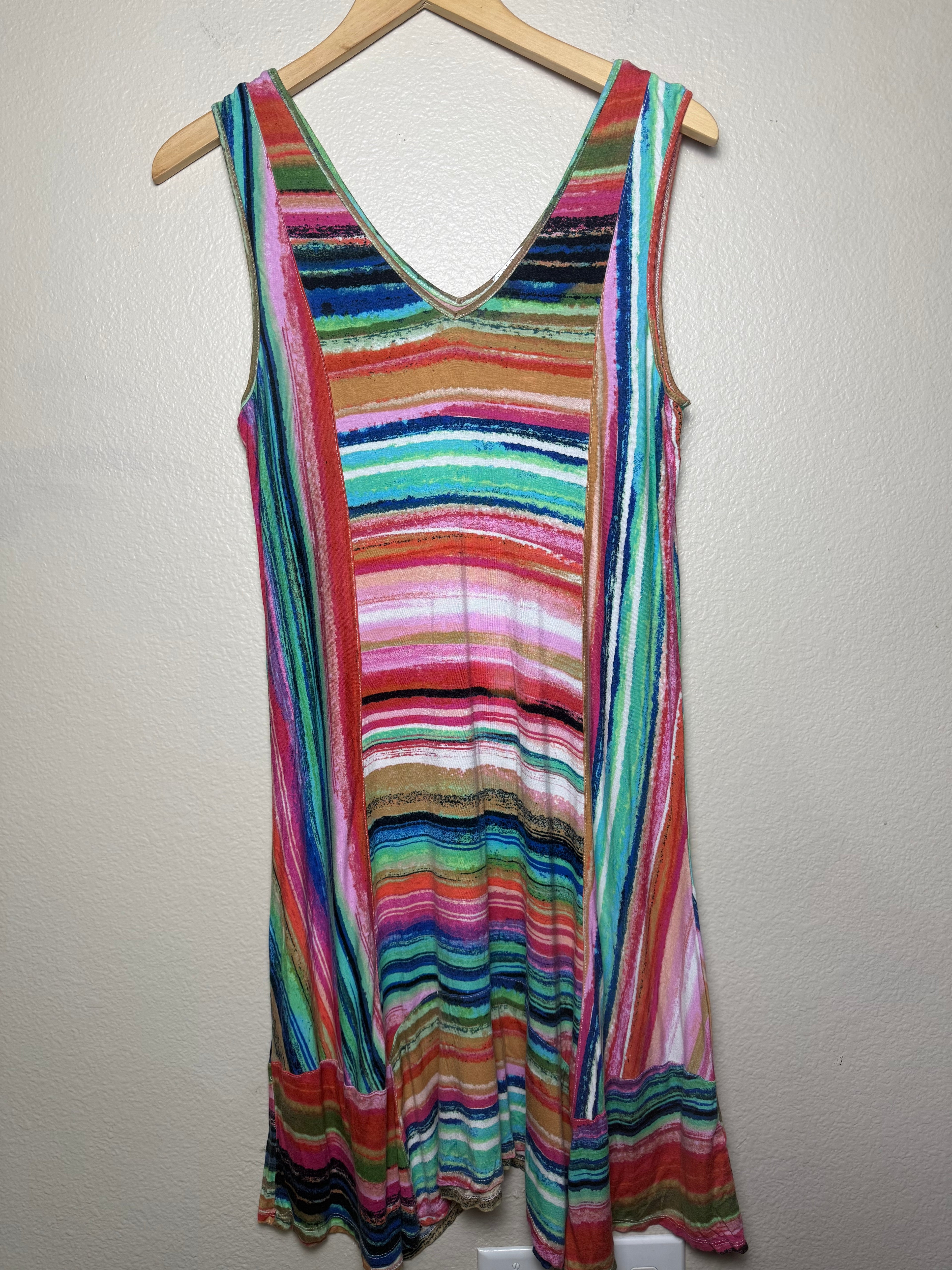 Spense 95% Viscose 5% Spandex L Multicolored Tank Midi Dress