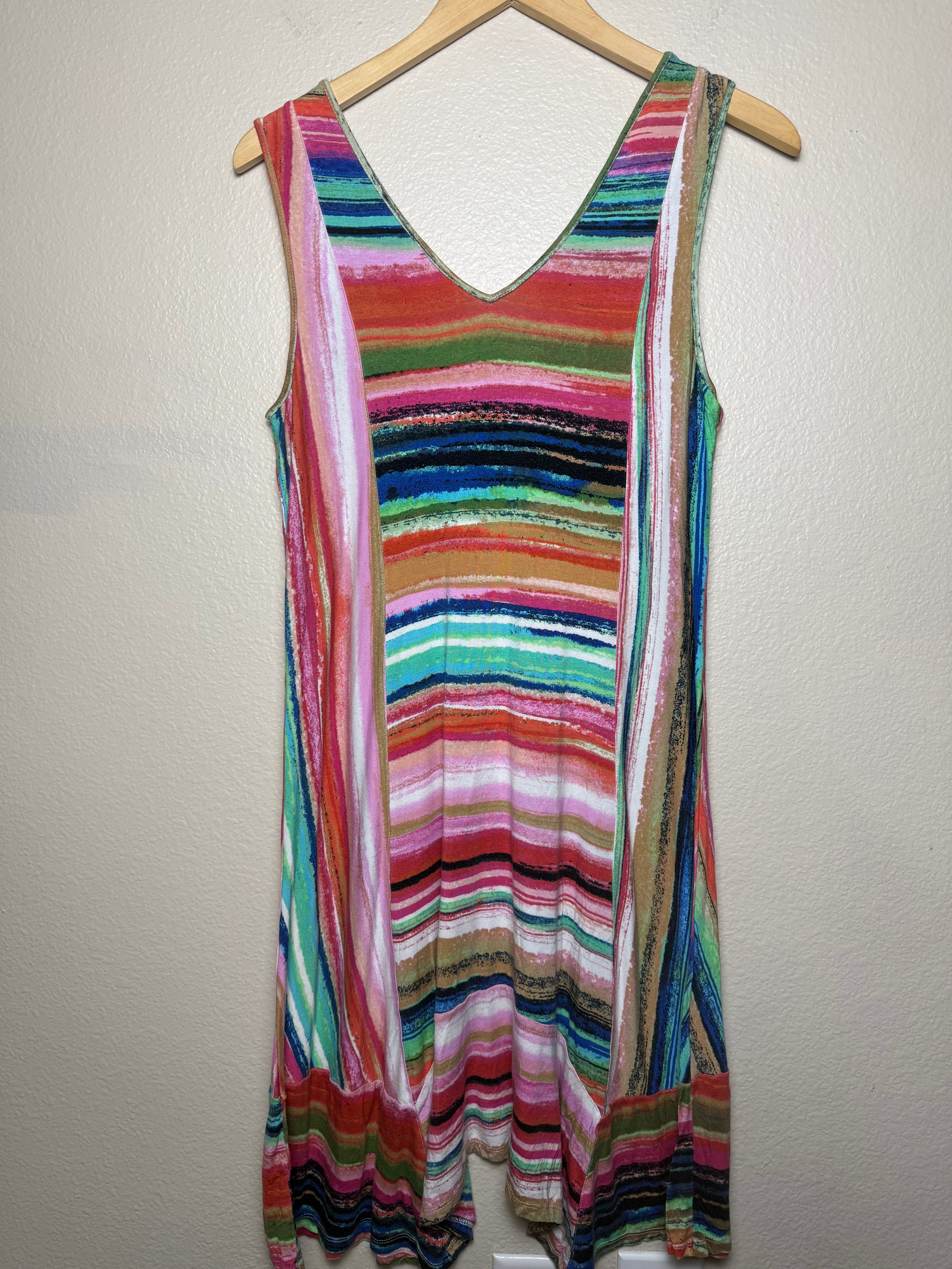 Spense 95% Viscose 5% Spandex L Multicolored Tank Midi Dress
