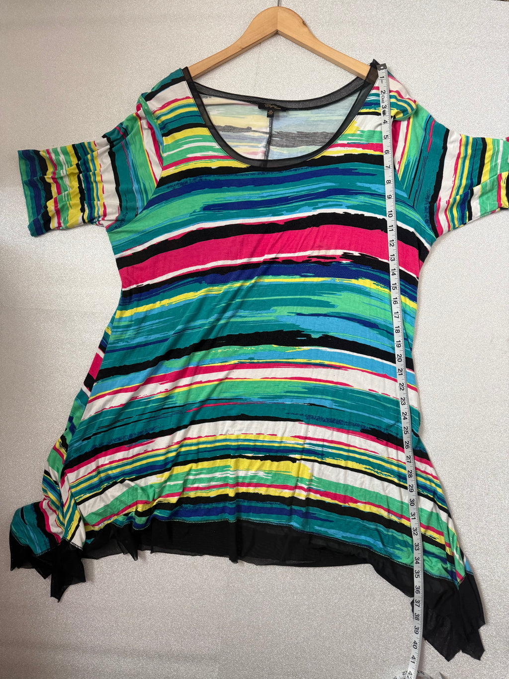 Cupio Woman 97% Viscose 3% Spandex 2X Multicolored Tunic or Midi Dress