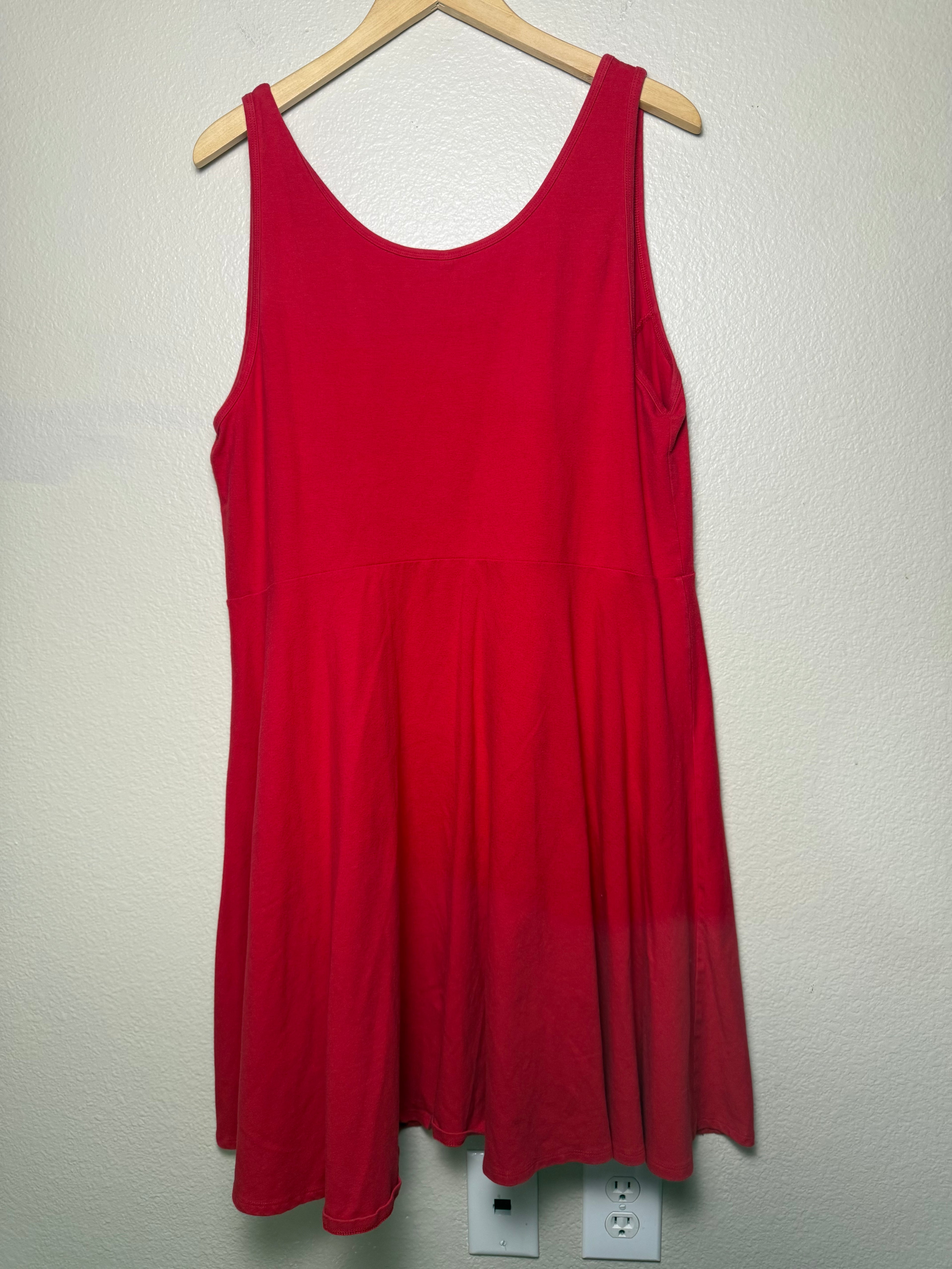 Old Navy 93% Cotton 7% Spandex 2X Red A-Line Midi Dress