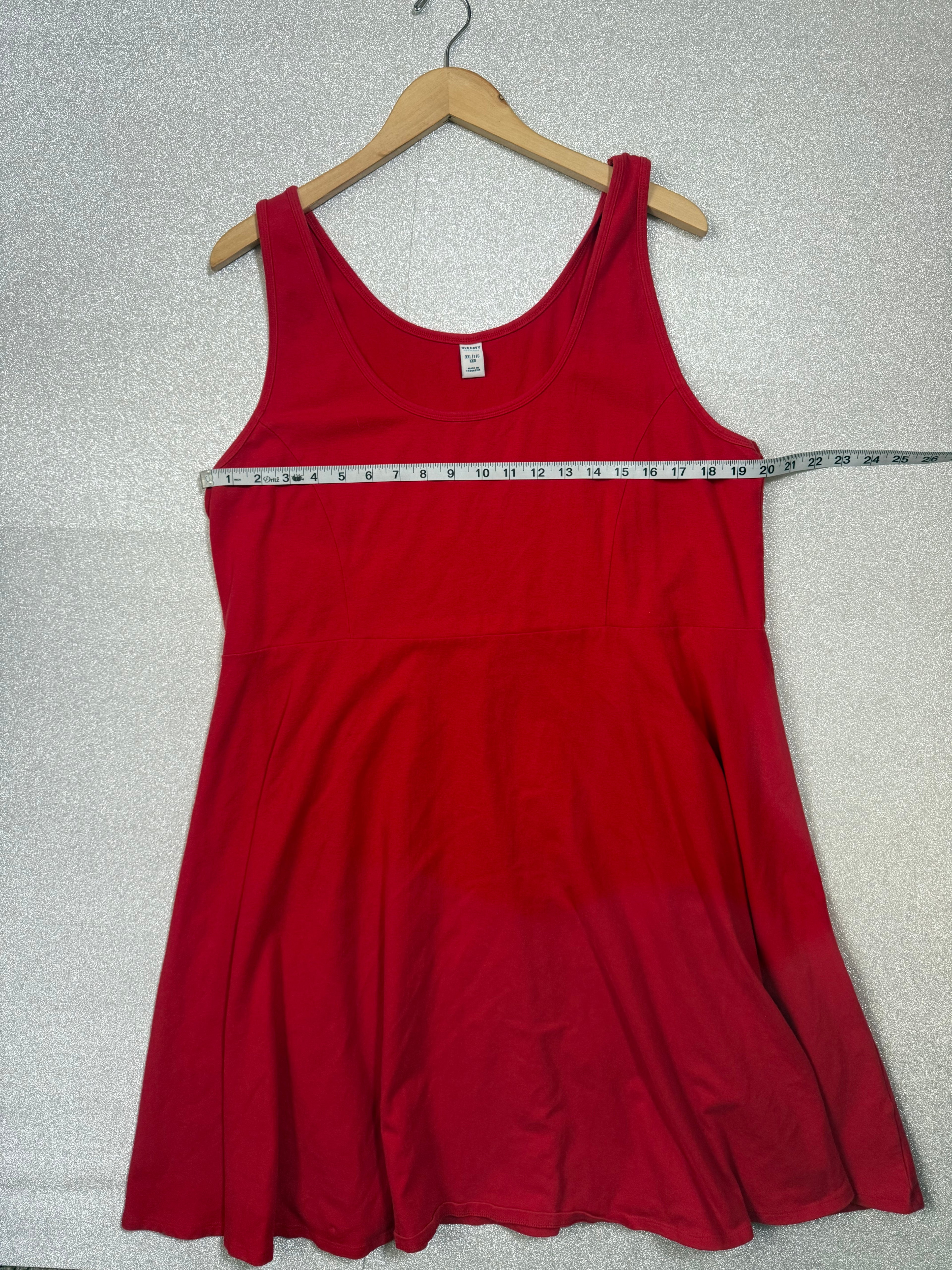 Old Navy 93% Cotton 7% Spandex 2X Red A-Line Midi Dress