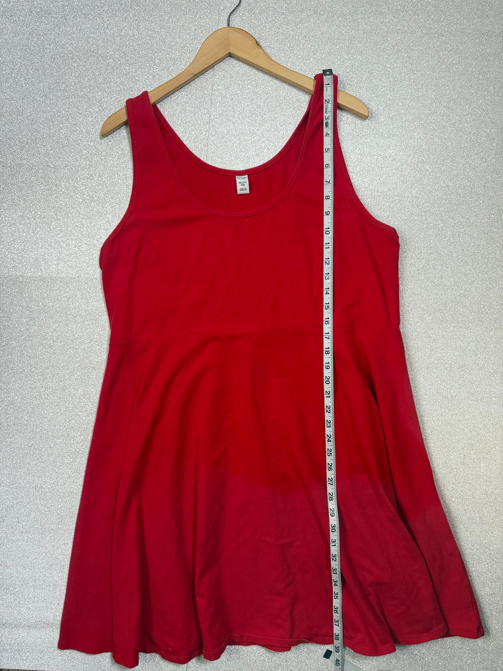 Old Navy 93% Cotton 7% Spandex 2X Red A-Line Midi Dress
