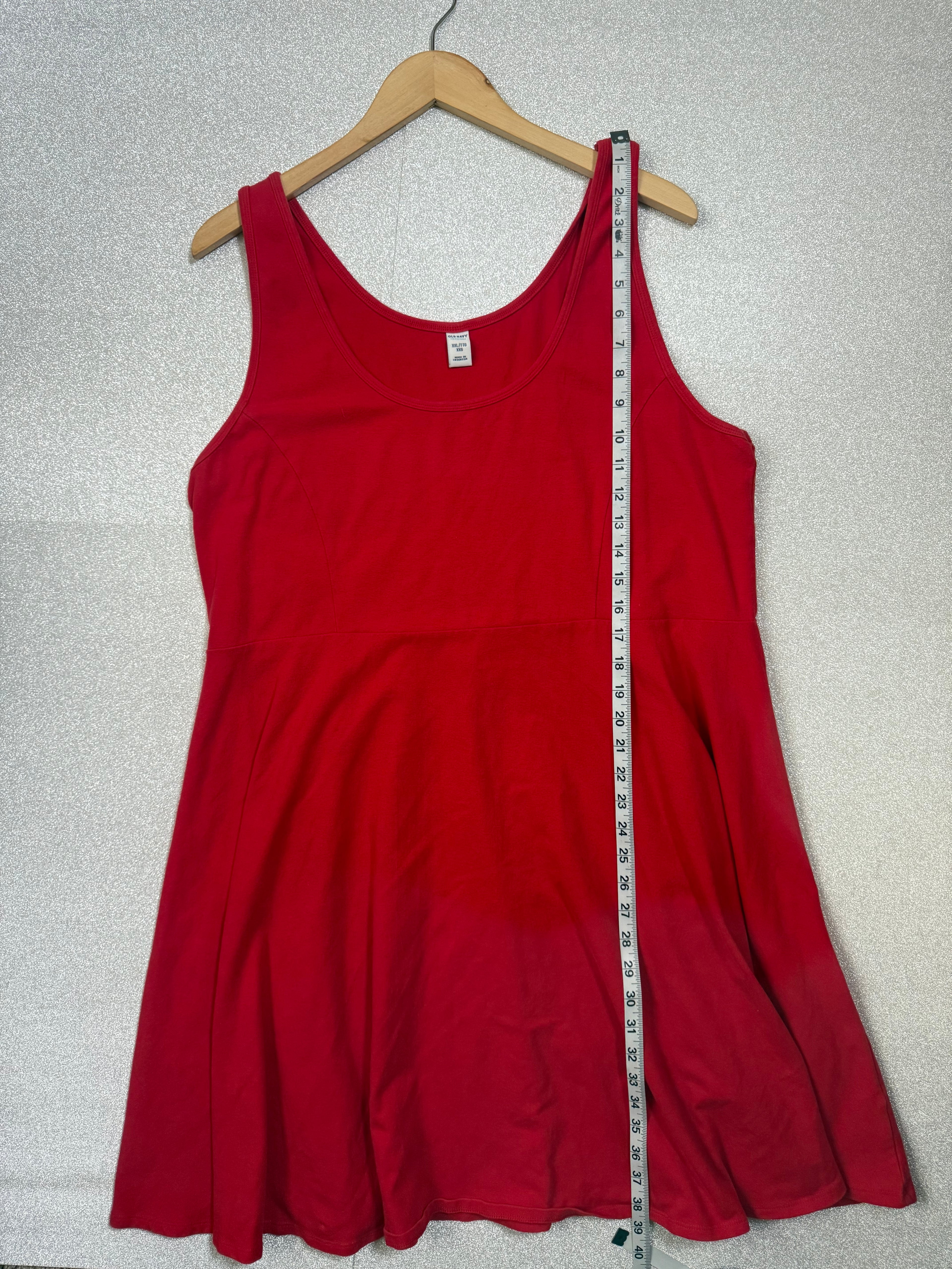 Old Navy 100% Cotton Size 14 Bright Pink Tank Top Midi Dress