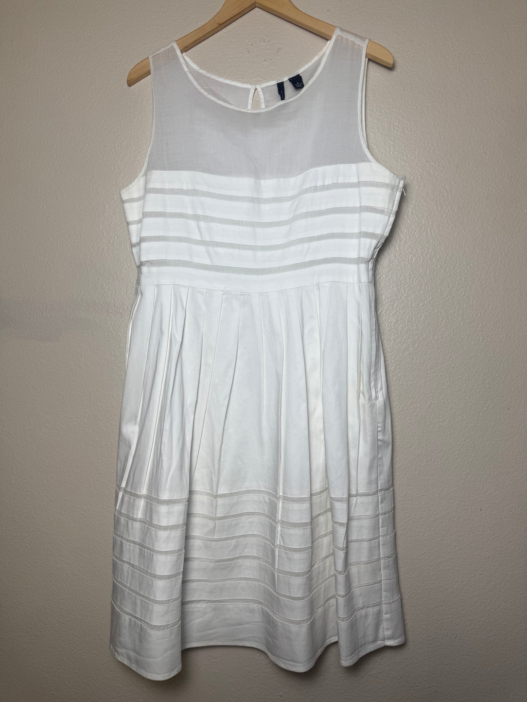 100% Cotton Size 16 White A-Line Tank Top Midi Dress