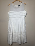 100% Cotton Size 16 White A-Line Tank Top Midi Dress