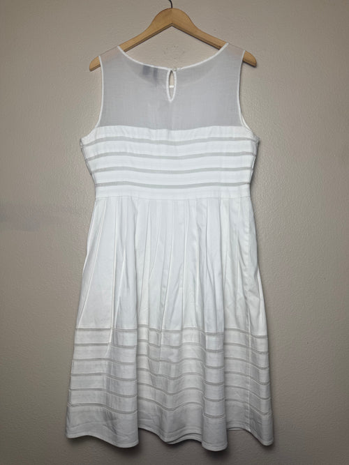 100% Cotton Size 16 White A-Line Tank Top Midi Dress