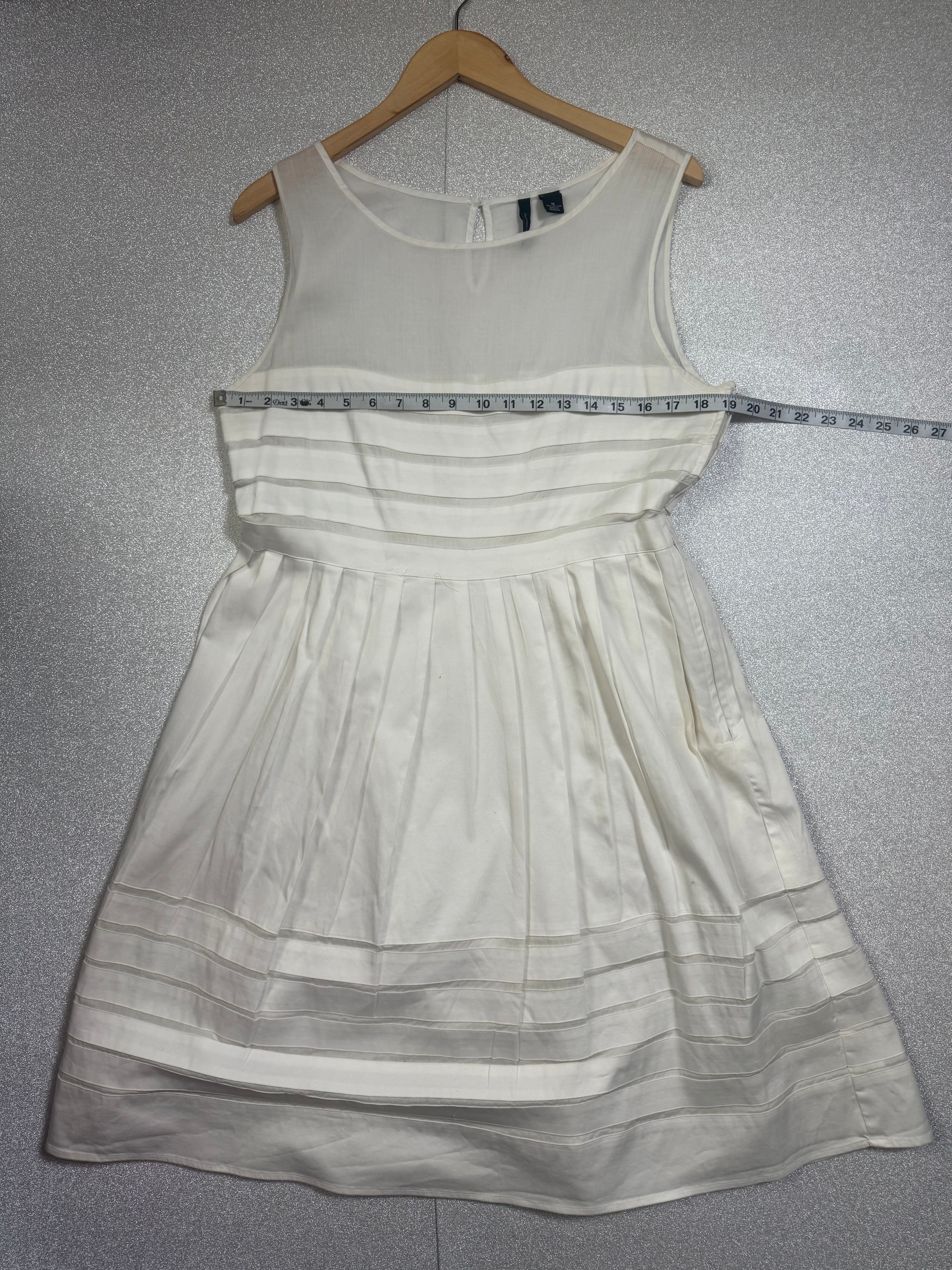 100% Cotton Size 16 White A-Line Tank Top Midi Dress