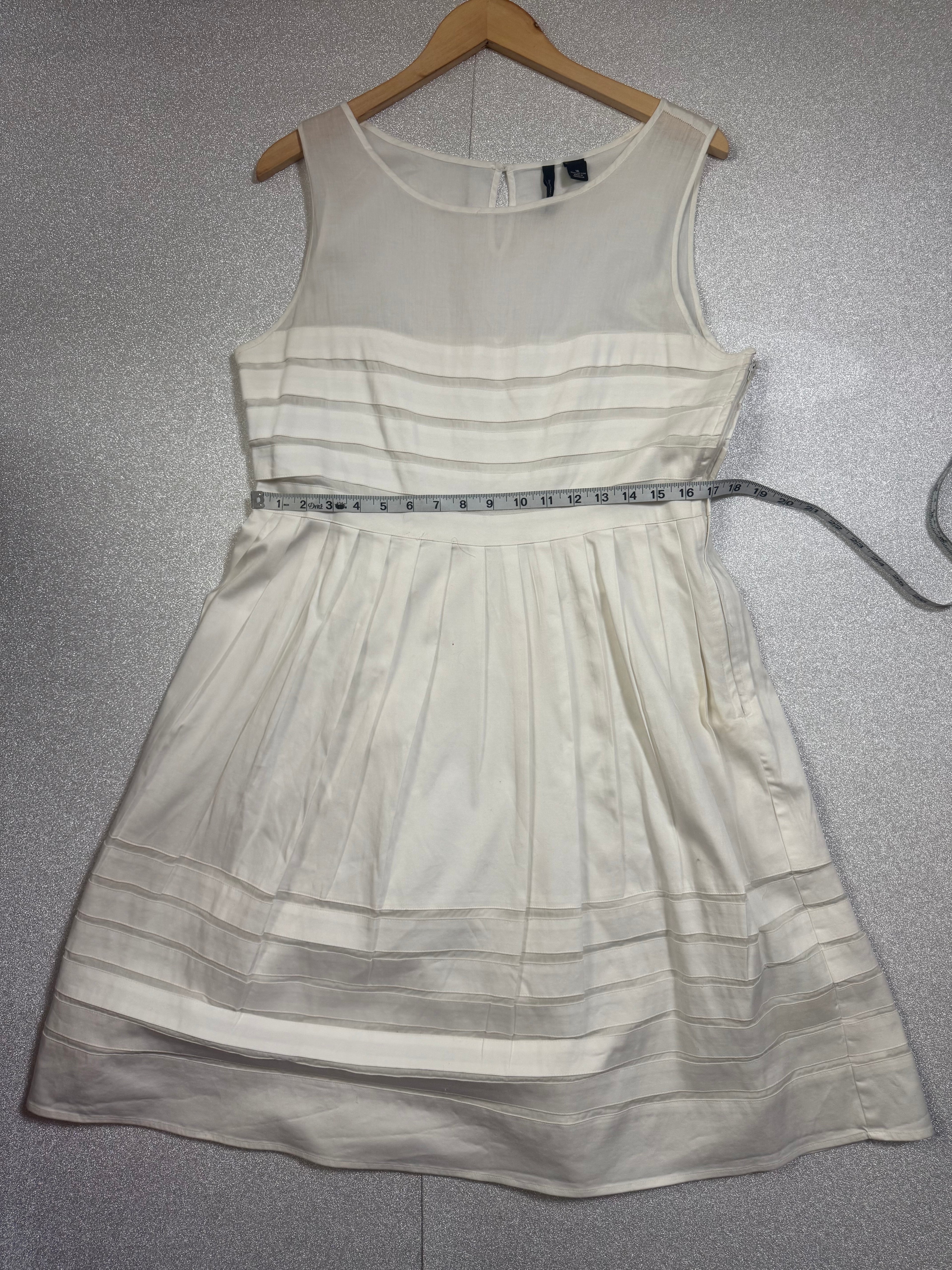 100% Cotton Size 16 White A-Line Tank Top Midi Dress
