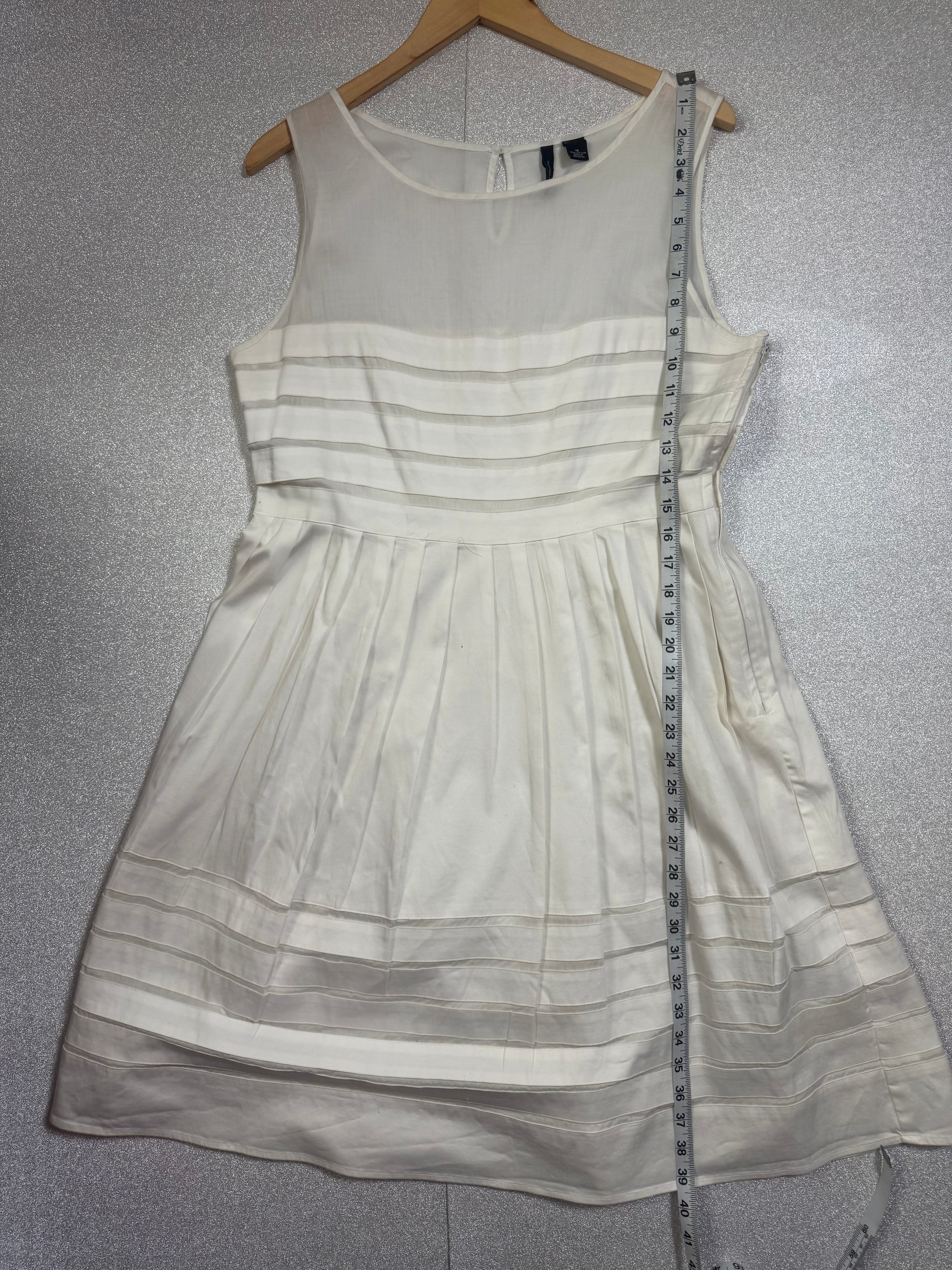100% Cotton Size 16 White A-Line Tank Top Midi Dress