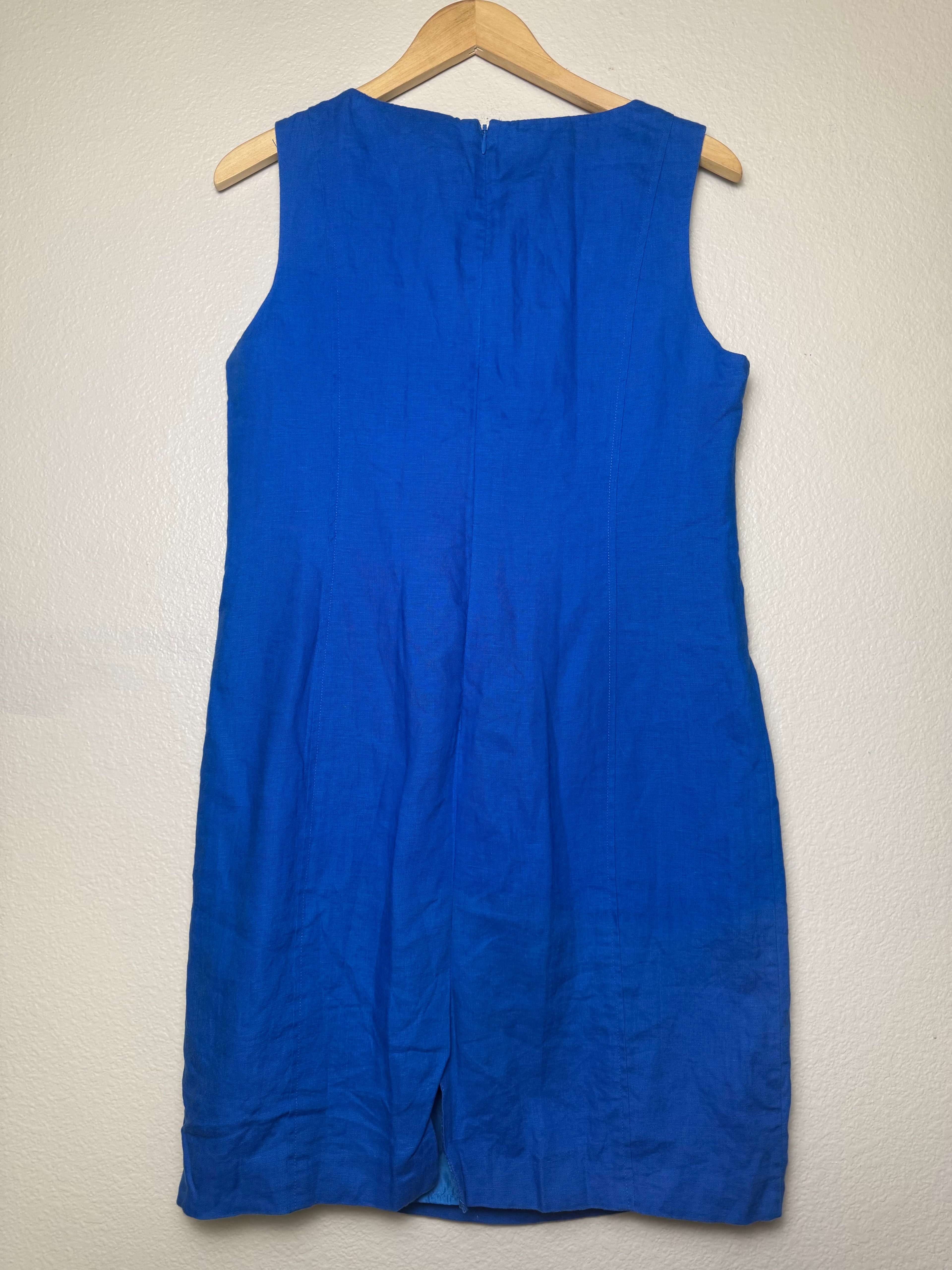 Kim Rogers 100% Linen Size 12p Royal Blue Tank Top Midi Dress