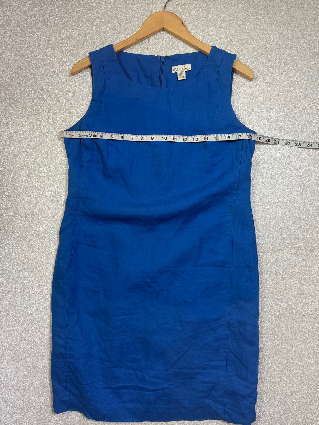 Kim Rogers 100% Linen Size 12p Royal Blue Tank Top Midi Dress