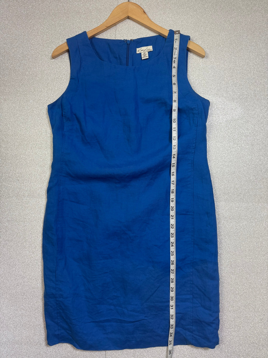Kim Rogers 100% Linen Size 12p Royal Blue Tank Top Midi Dress
