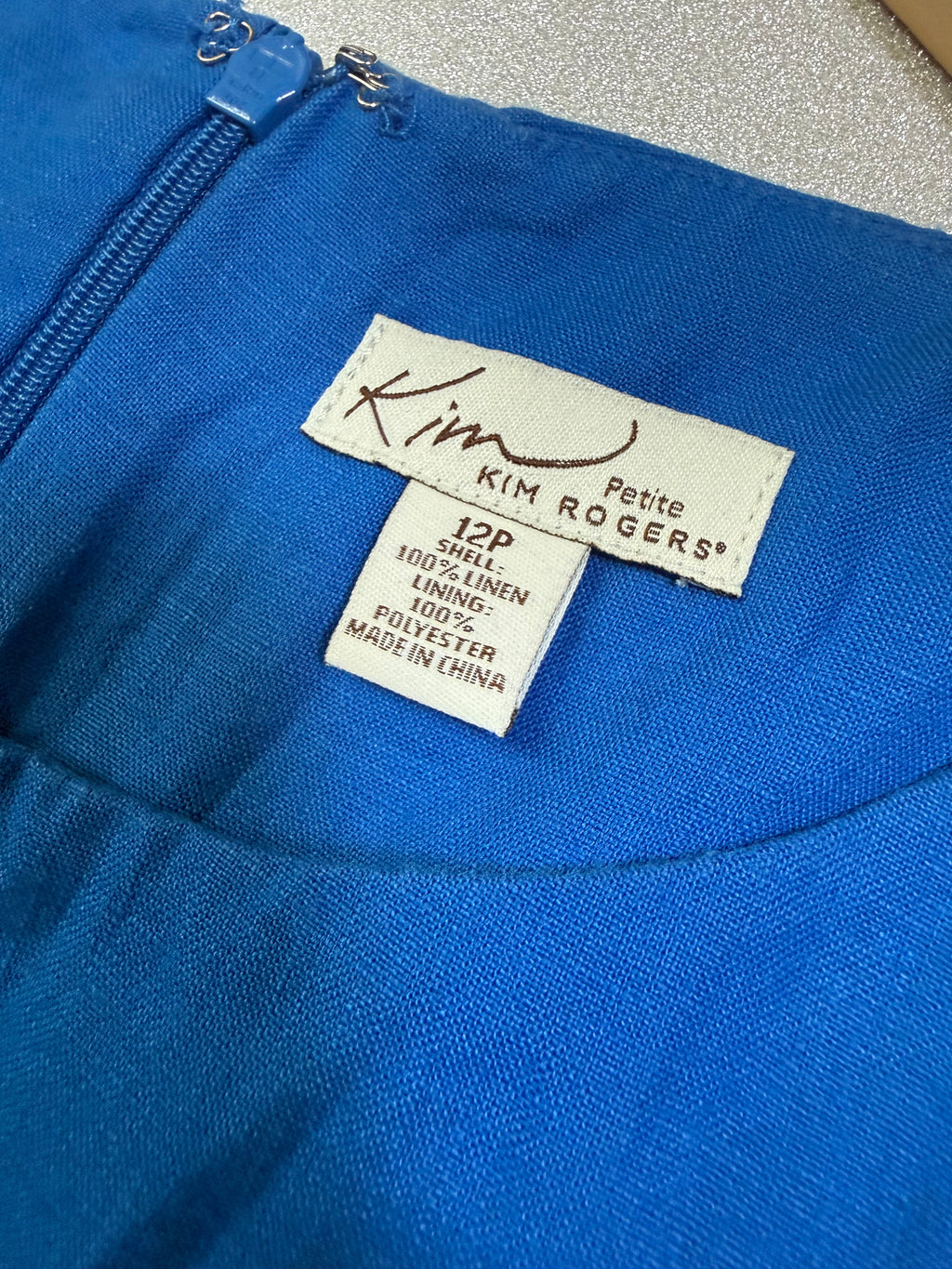 Kim Rogers 100% Linen Size 12p Royal Blue Tank Top Midi Dress