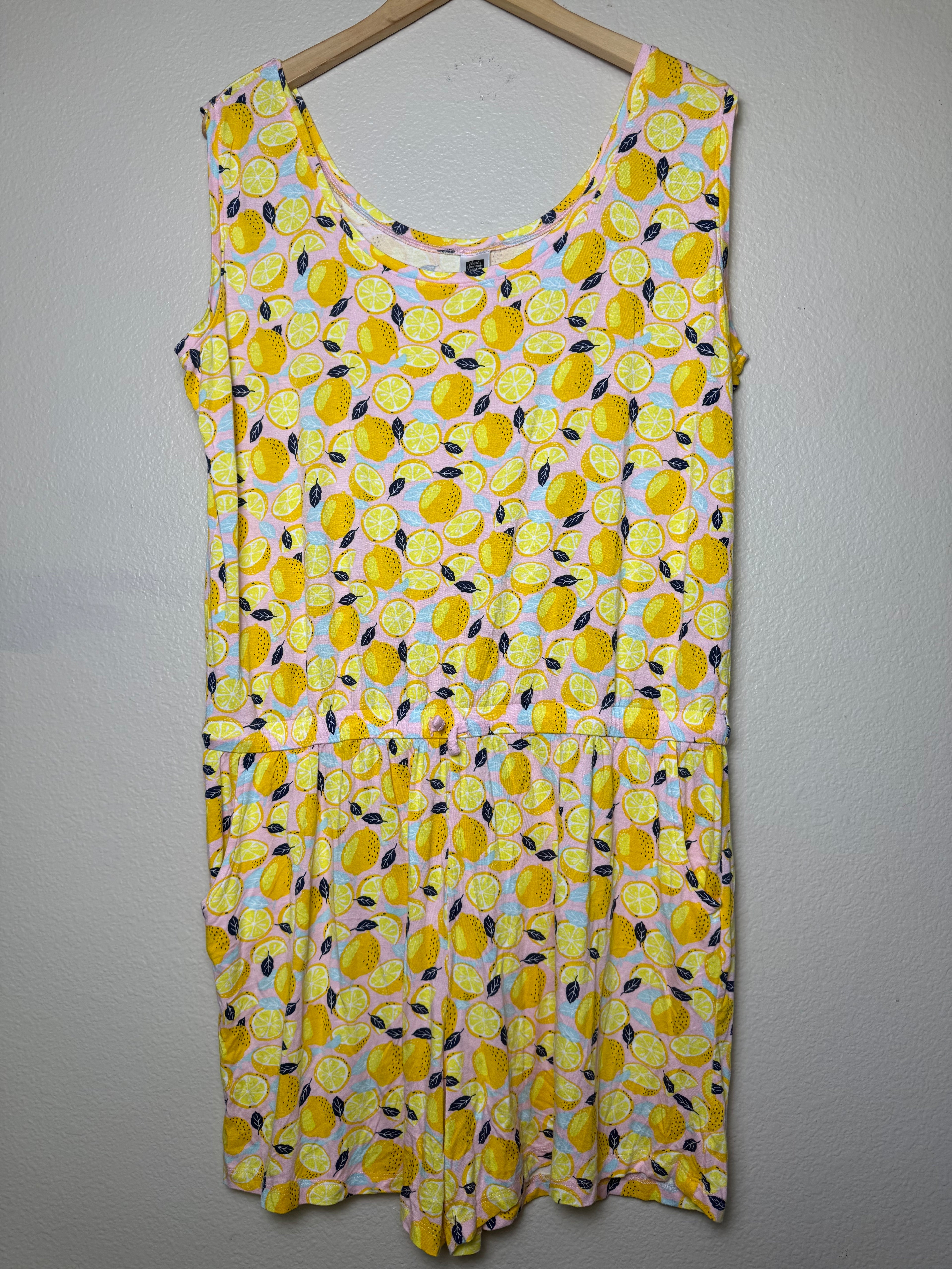 Alex's Lemonade Stand 95% Rayon 5% Spandex XL Lemon Print Romper
