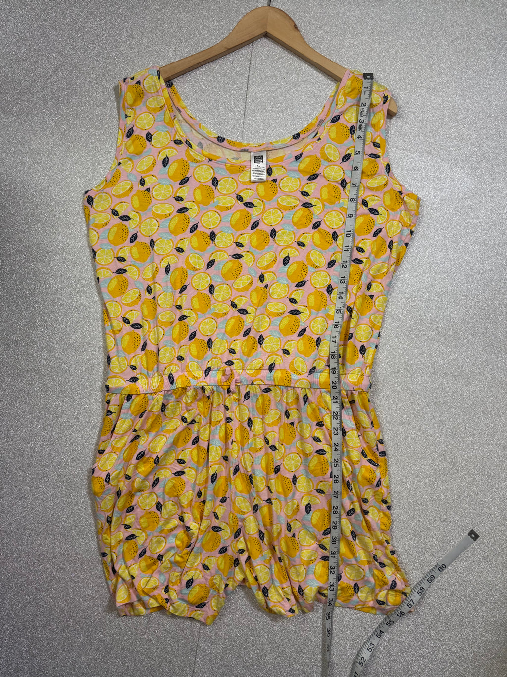 Alex's Lemonade Stand 95% Rayon 5% Spandex XL Lemon Print Romper