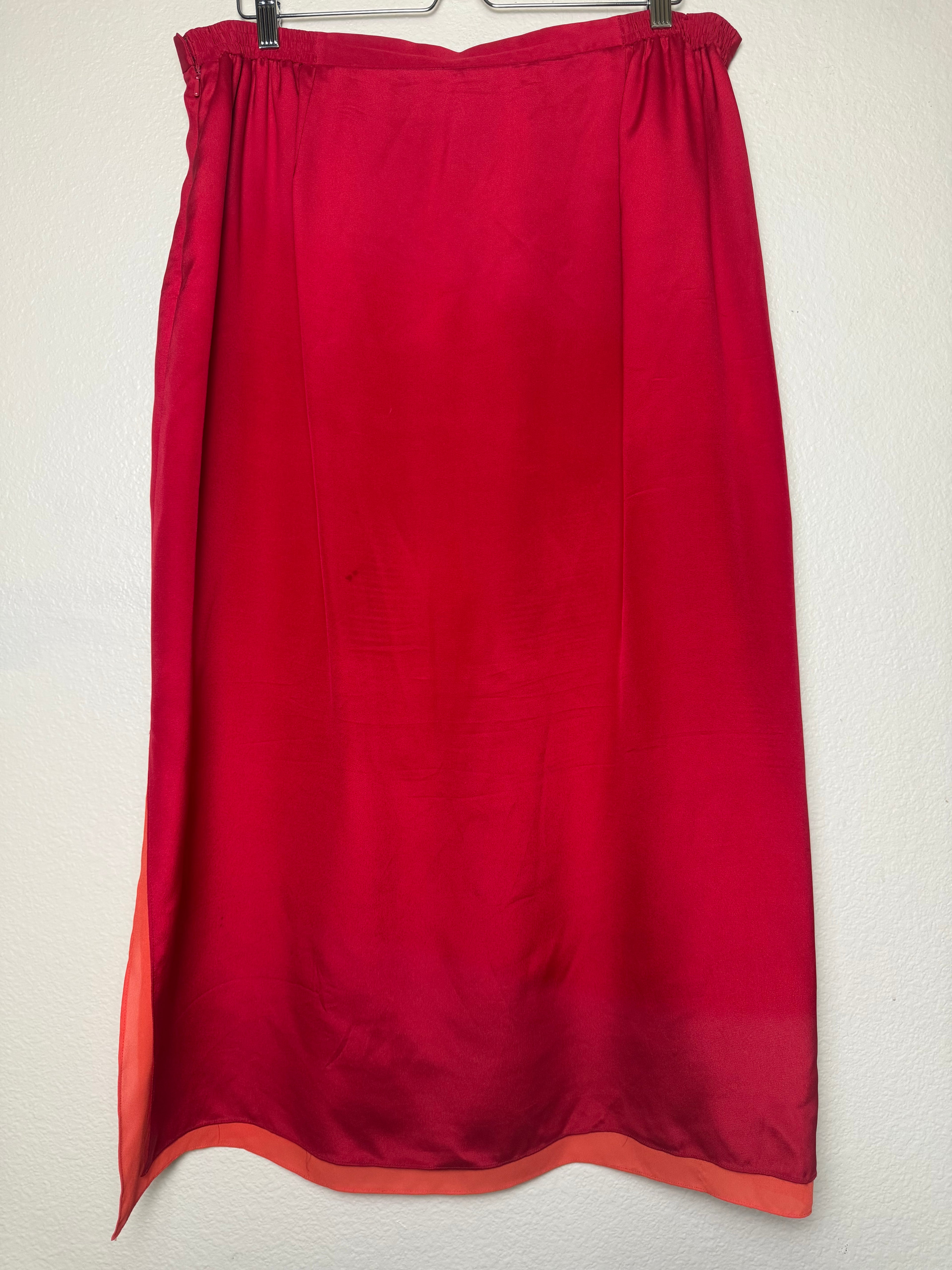 Josephine Chaus 100% Silk 20 Red Pencil Skirt