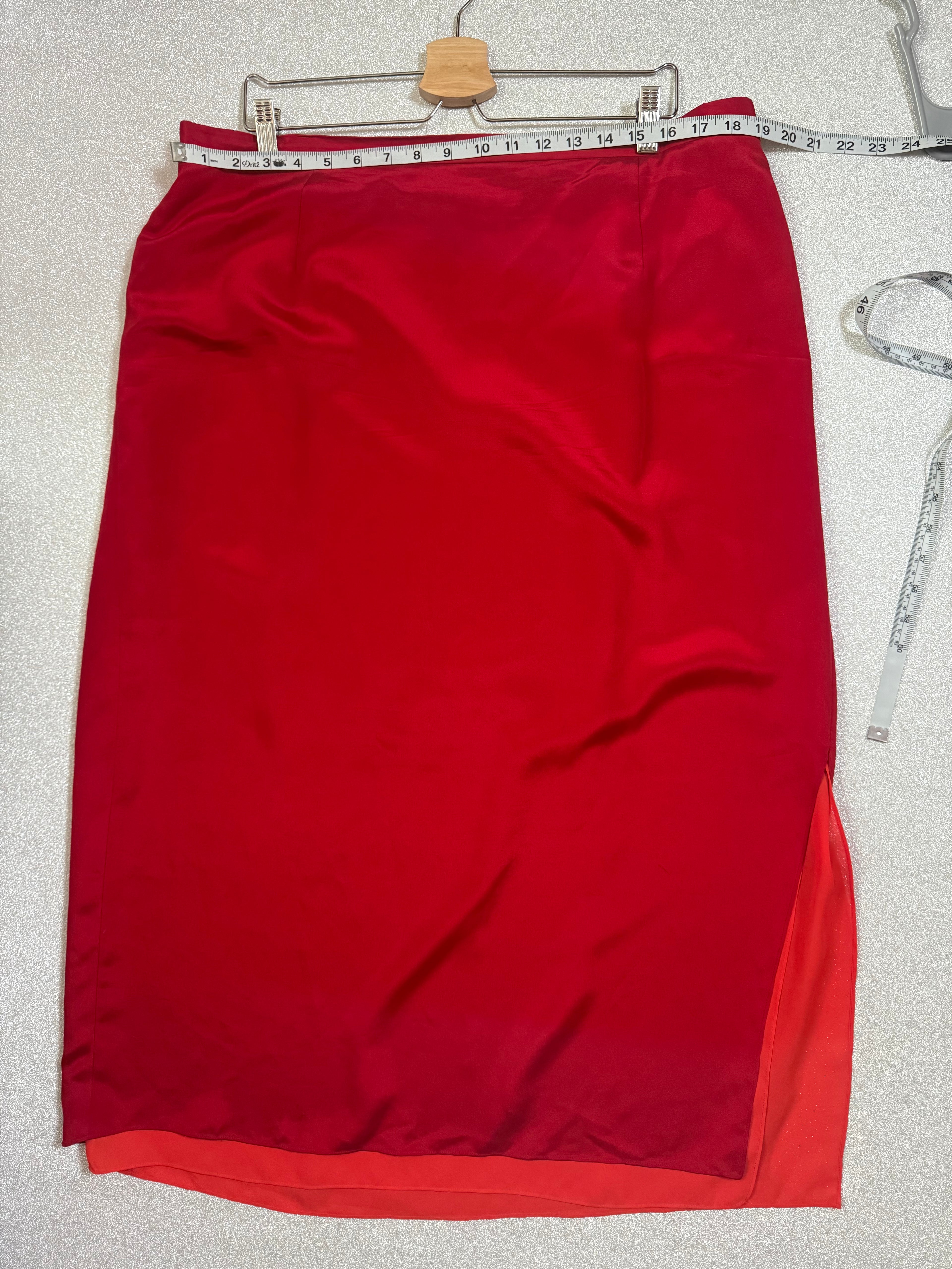 Josephine Chaus 100% Silk 20 Red Pencil Skirt
