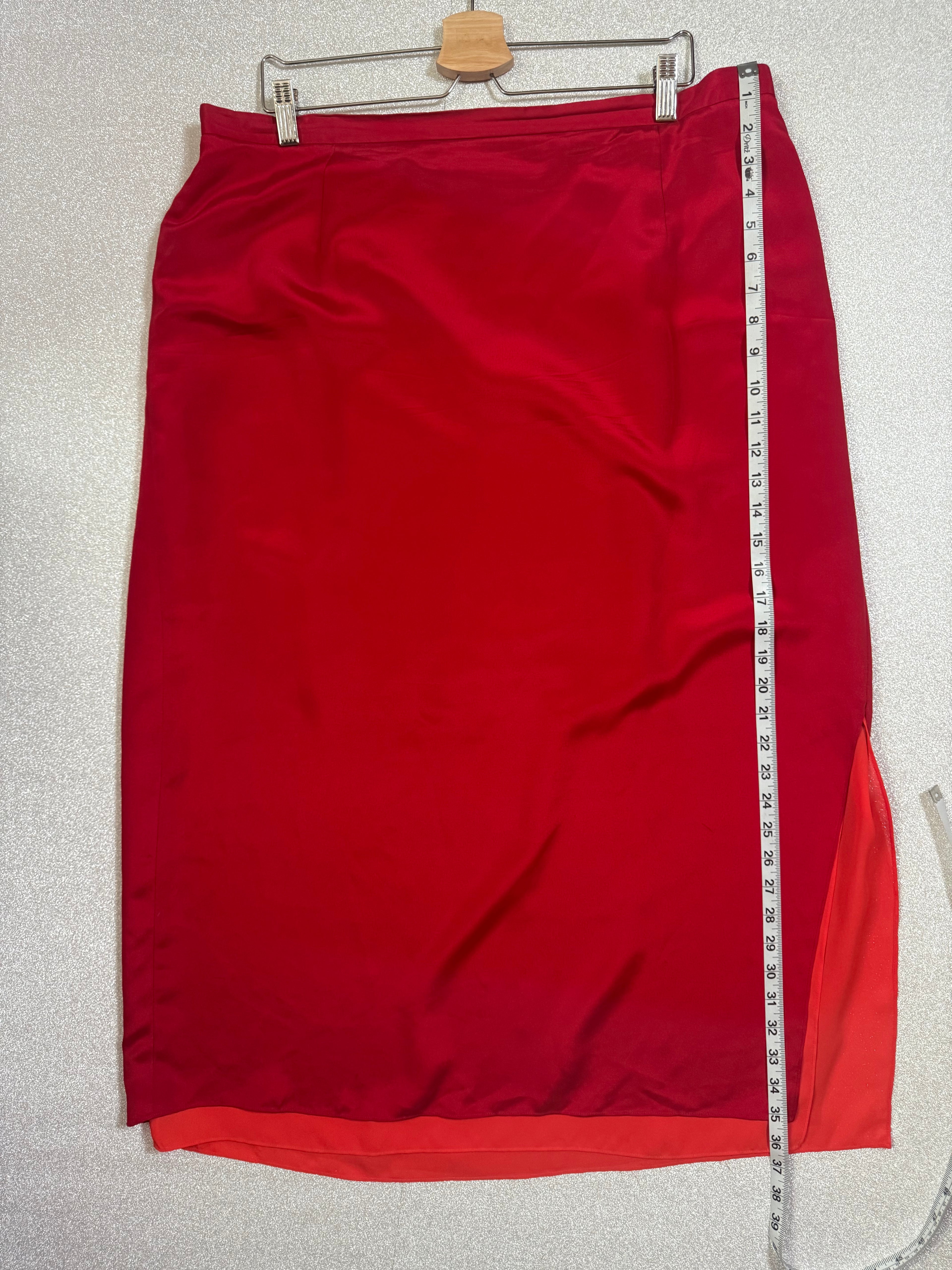 Josephine Chaus 100% Silk 20 Red Pencil Skirt