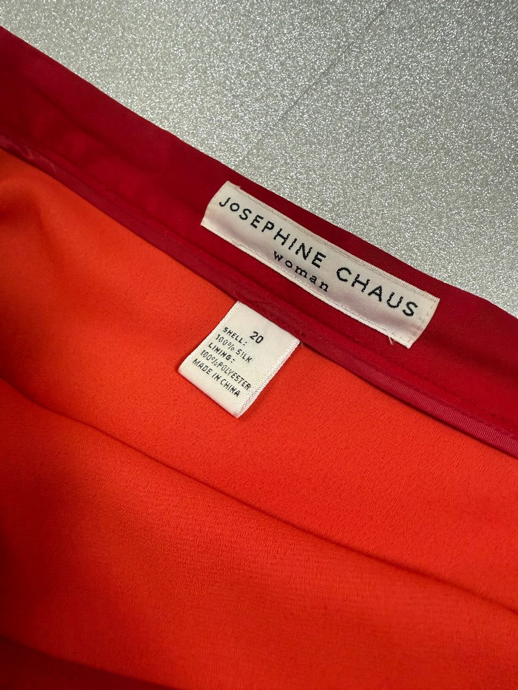 Josephine Chaus 100% Silk 20 Red Pencil Skirt