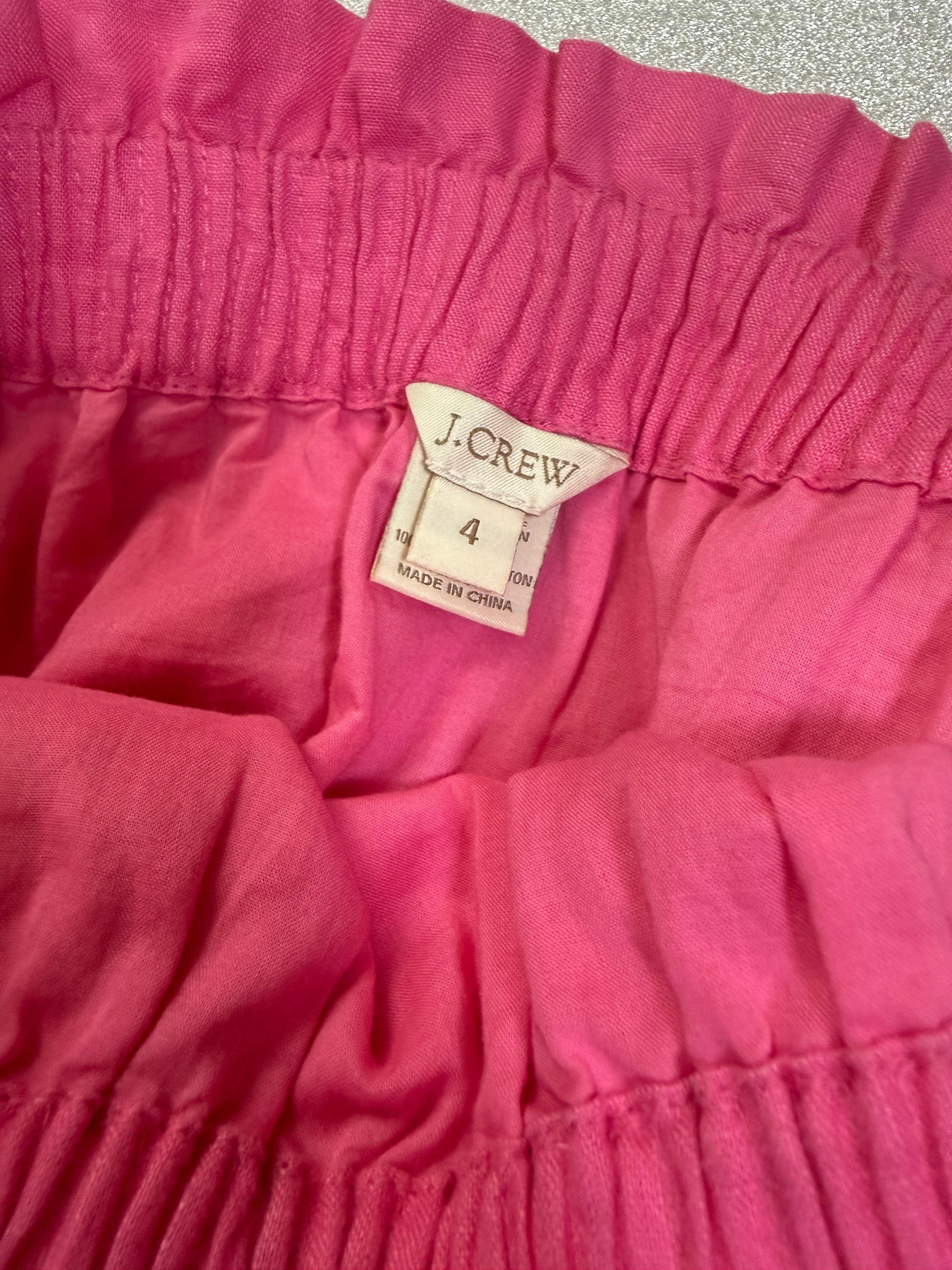 J. Crew 100% Linen Size 4 Pink Mini Skirt