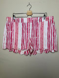 Crown & Ivy 98% Cotton 2% Spandex Size 16 Pink Red and White Striped Shorts with Scalloped Hem