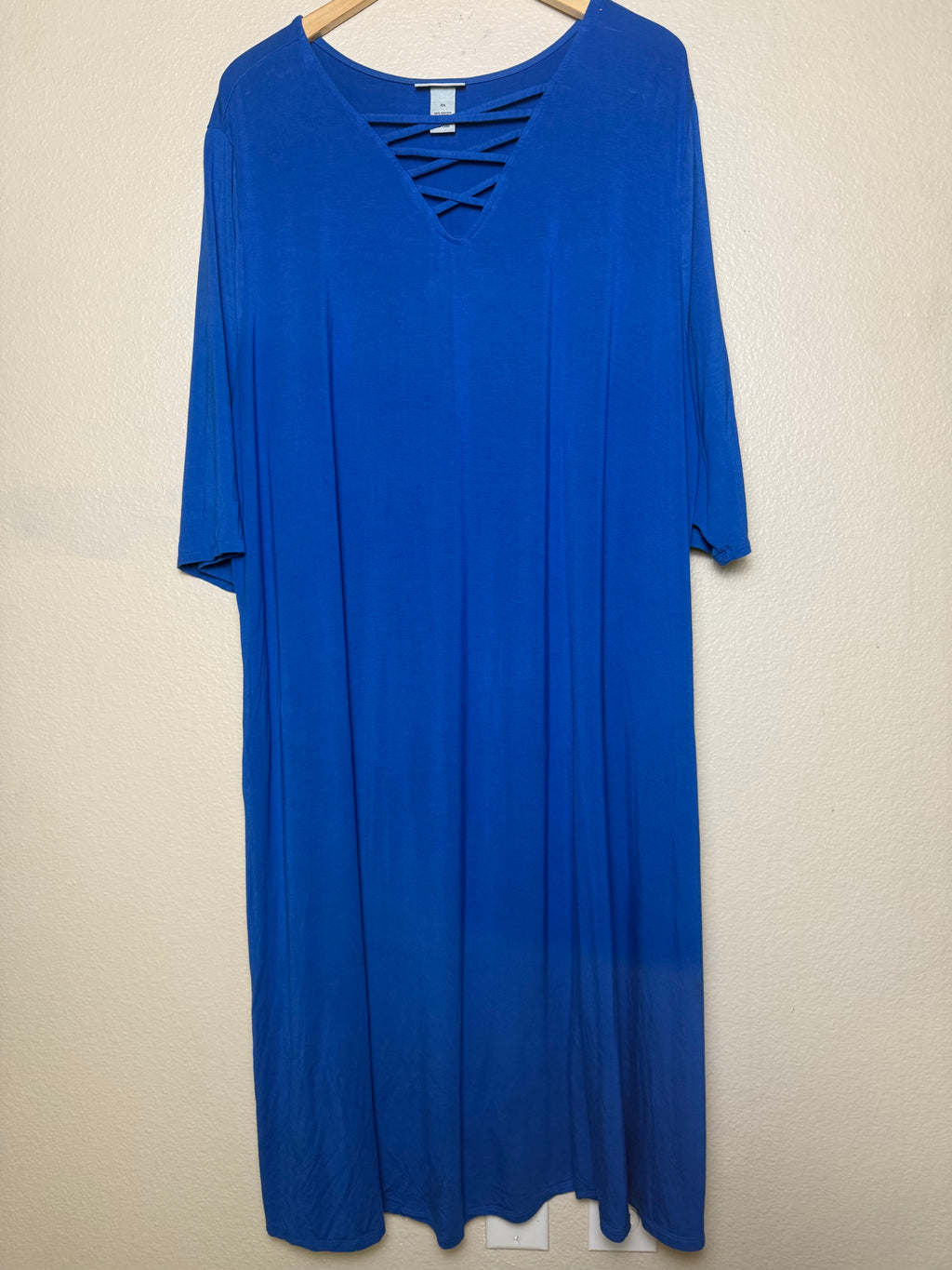 Catherines 95% Rayon 5% Spandex 4X Royal Blue Midi Dress