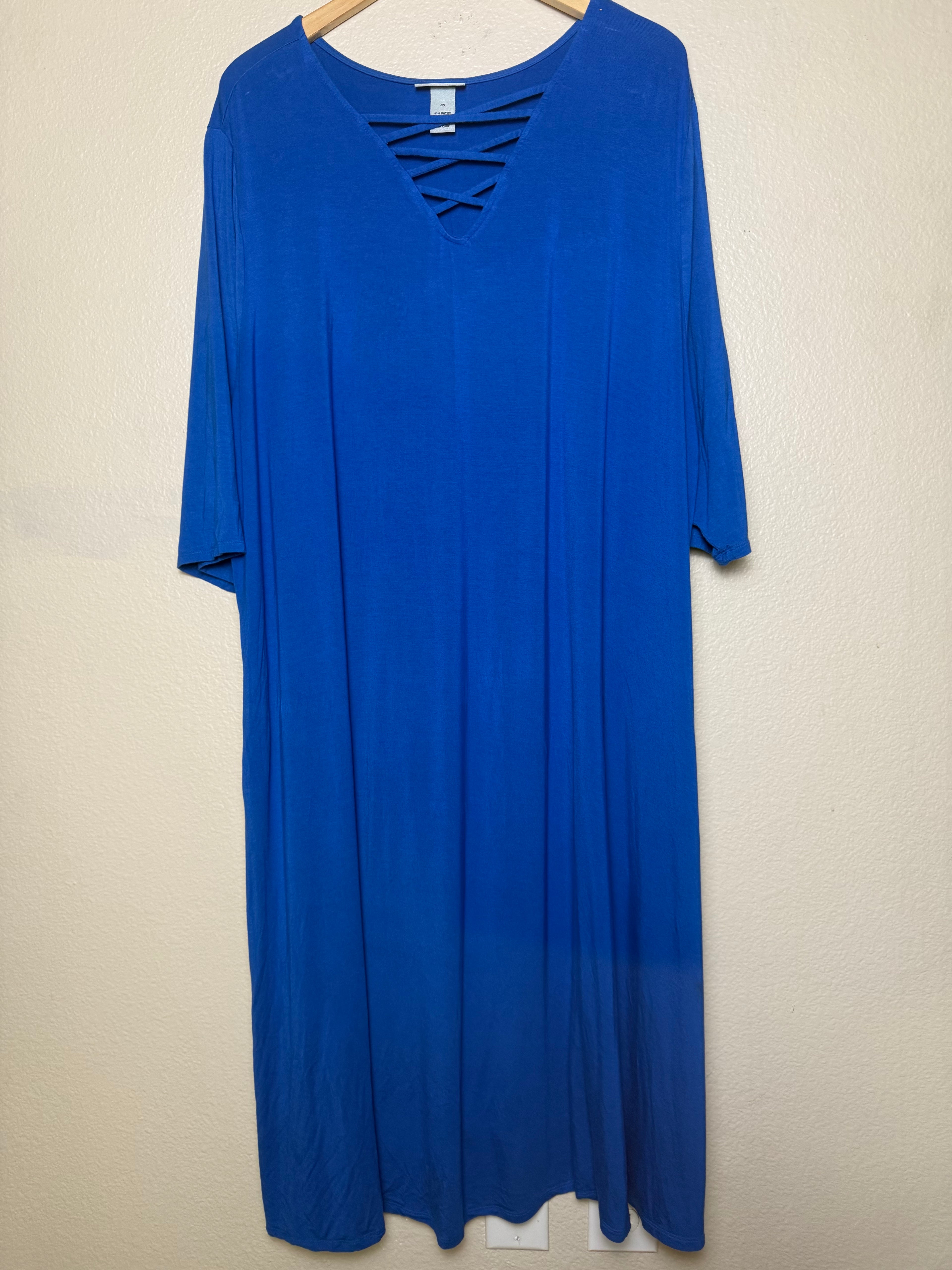 Catherines 95% Rayon 5% Spandex 4X Royal Blue Midi Dress