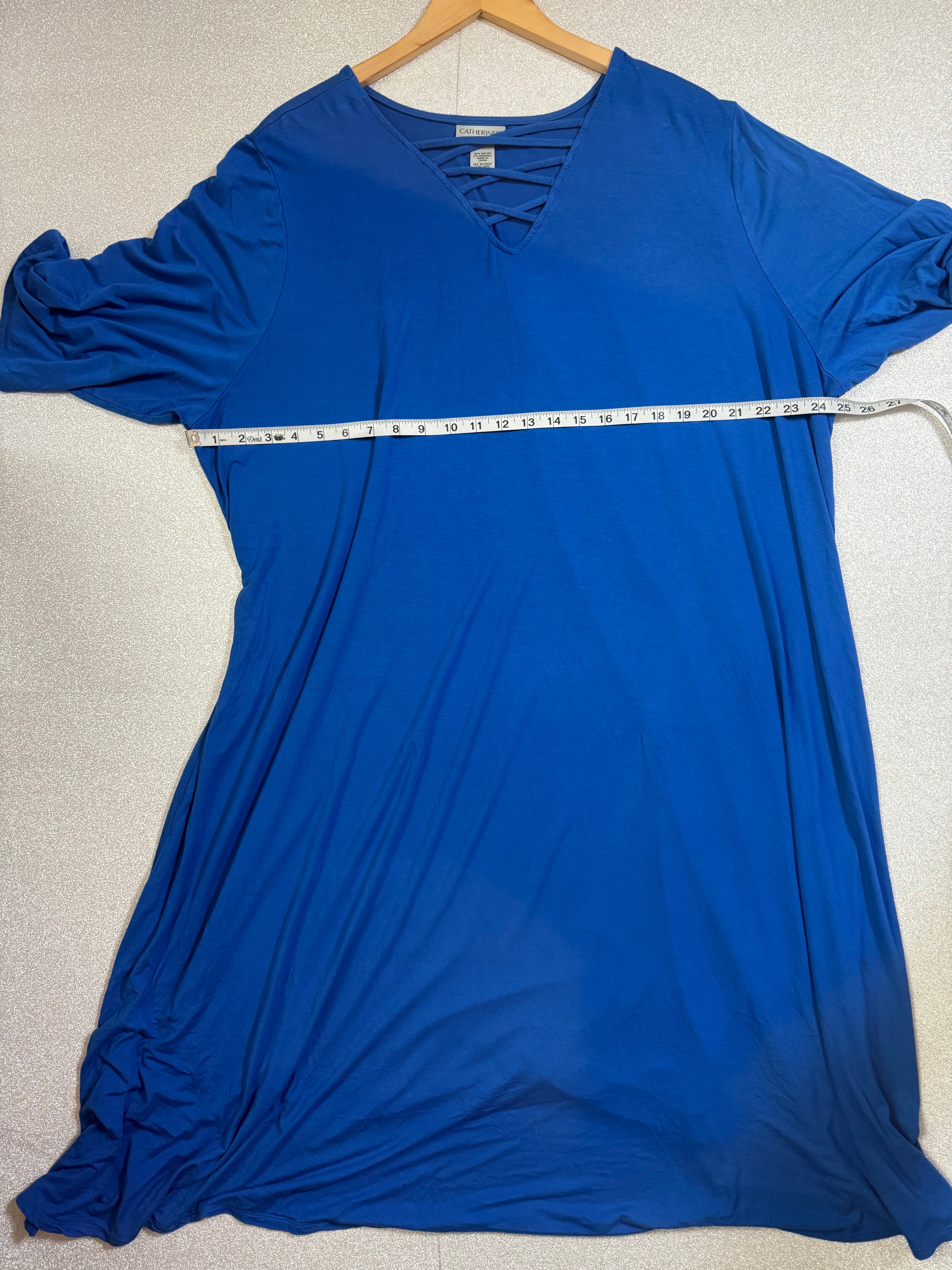 Catherines 95% Rayon 5% Spandex 4X Royal Blue Midi Dress