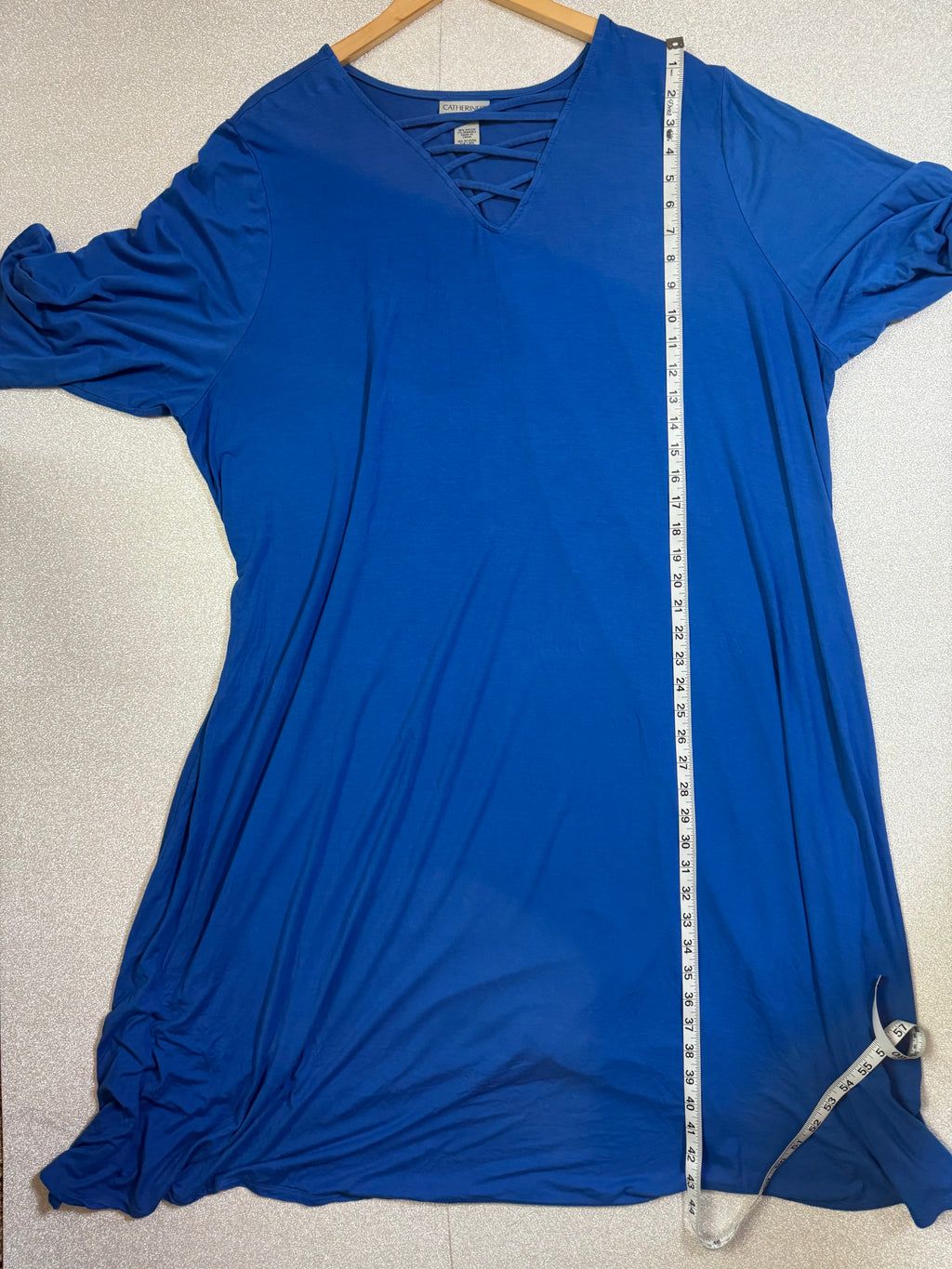 Catherines 95% Rayon 5% Spandex 4X Royal Blue Midi Dress