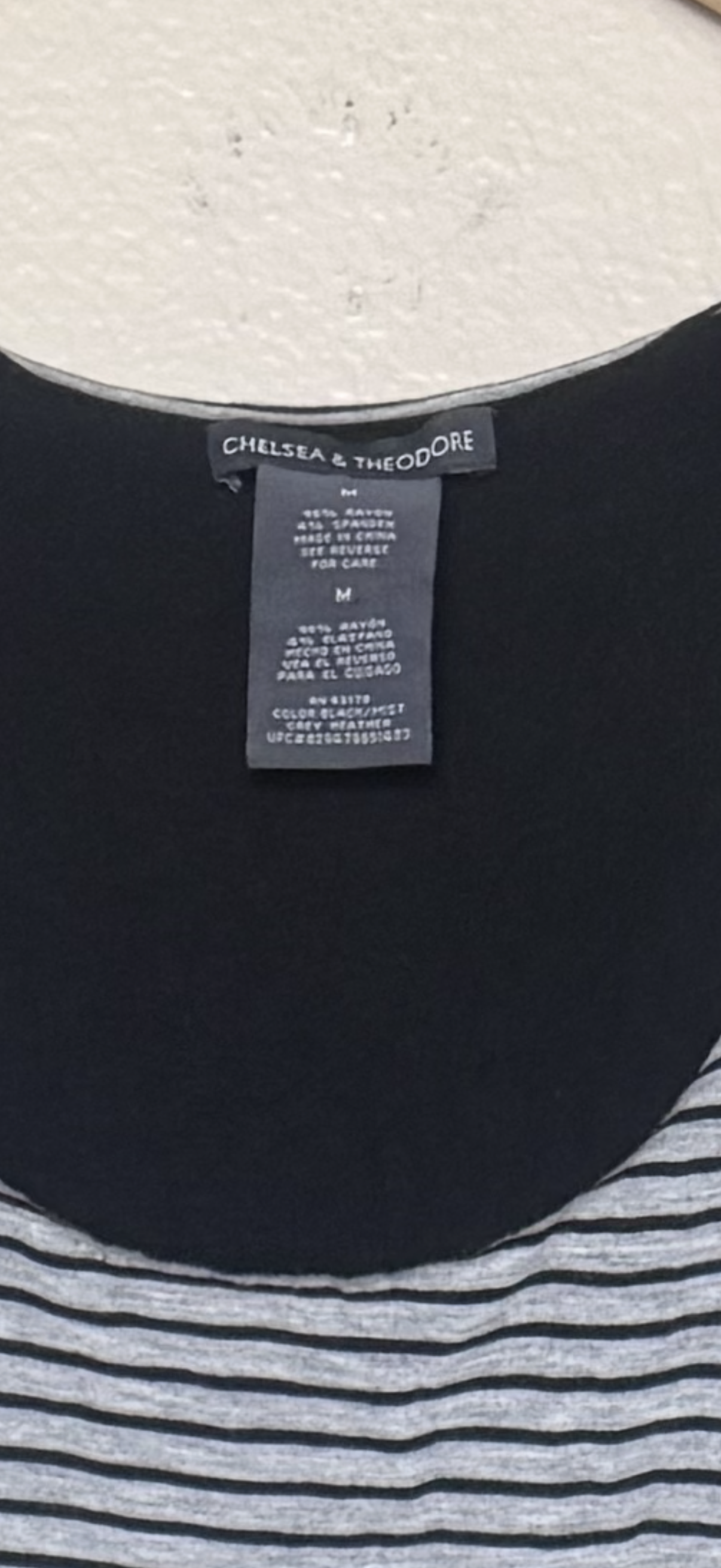 Chelsea & Theodore 96% Rayon 4% Spandex M Black with Black and Grey Striped Top Tank Top Maxi Dress